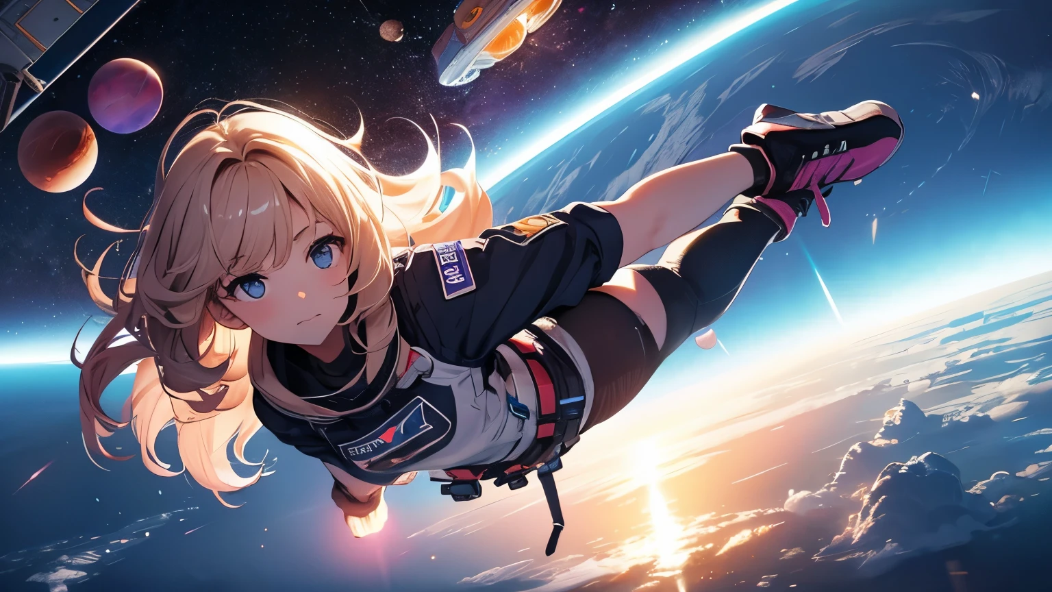 Girl fall down to earth from space