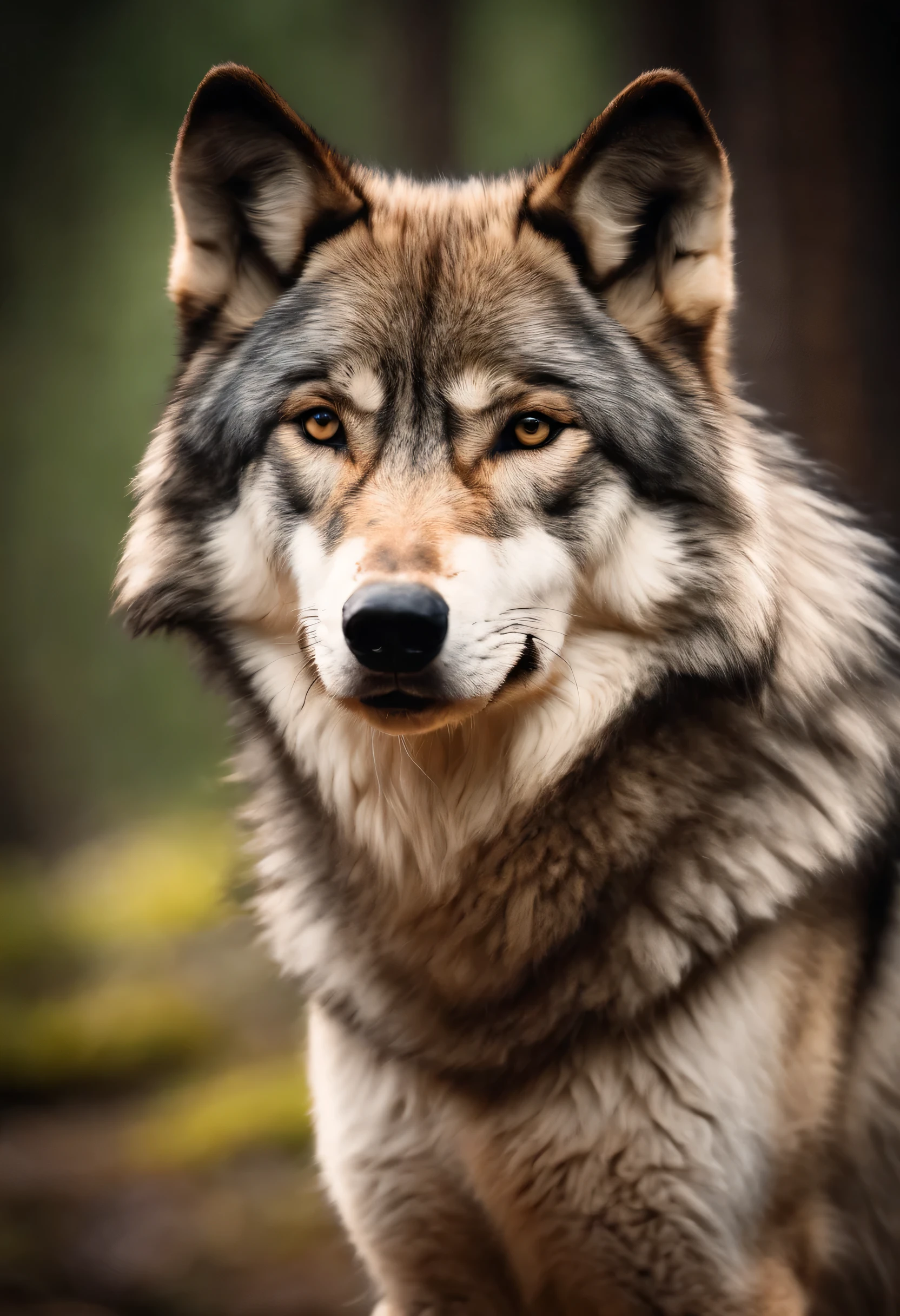 Grey wolf closeup portrait
