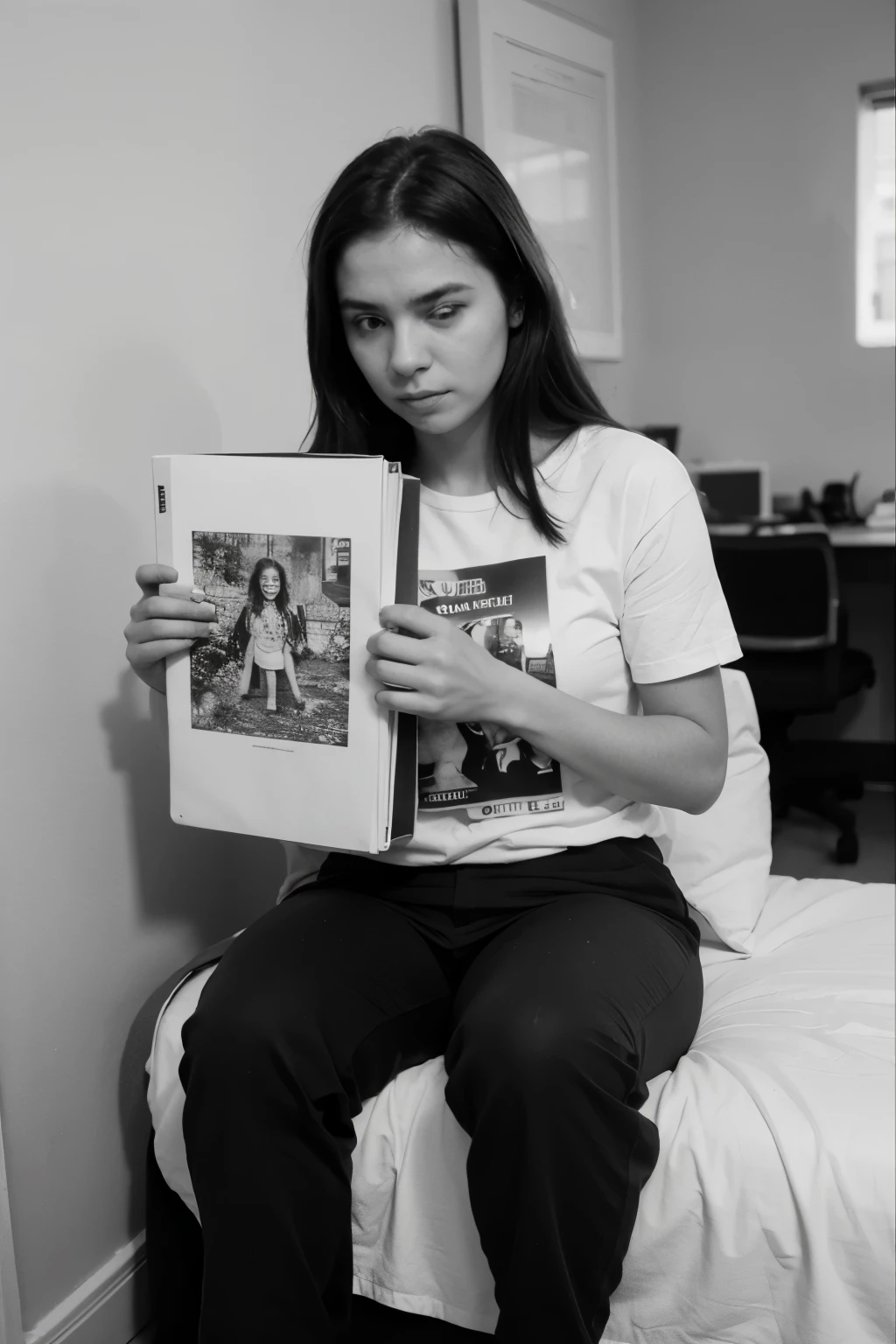 crea un estudiante a blanco y negro cargando varios cuadernos, tipo comic
