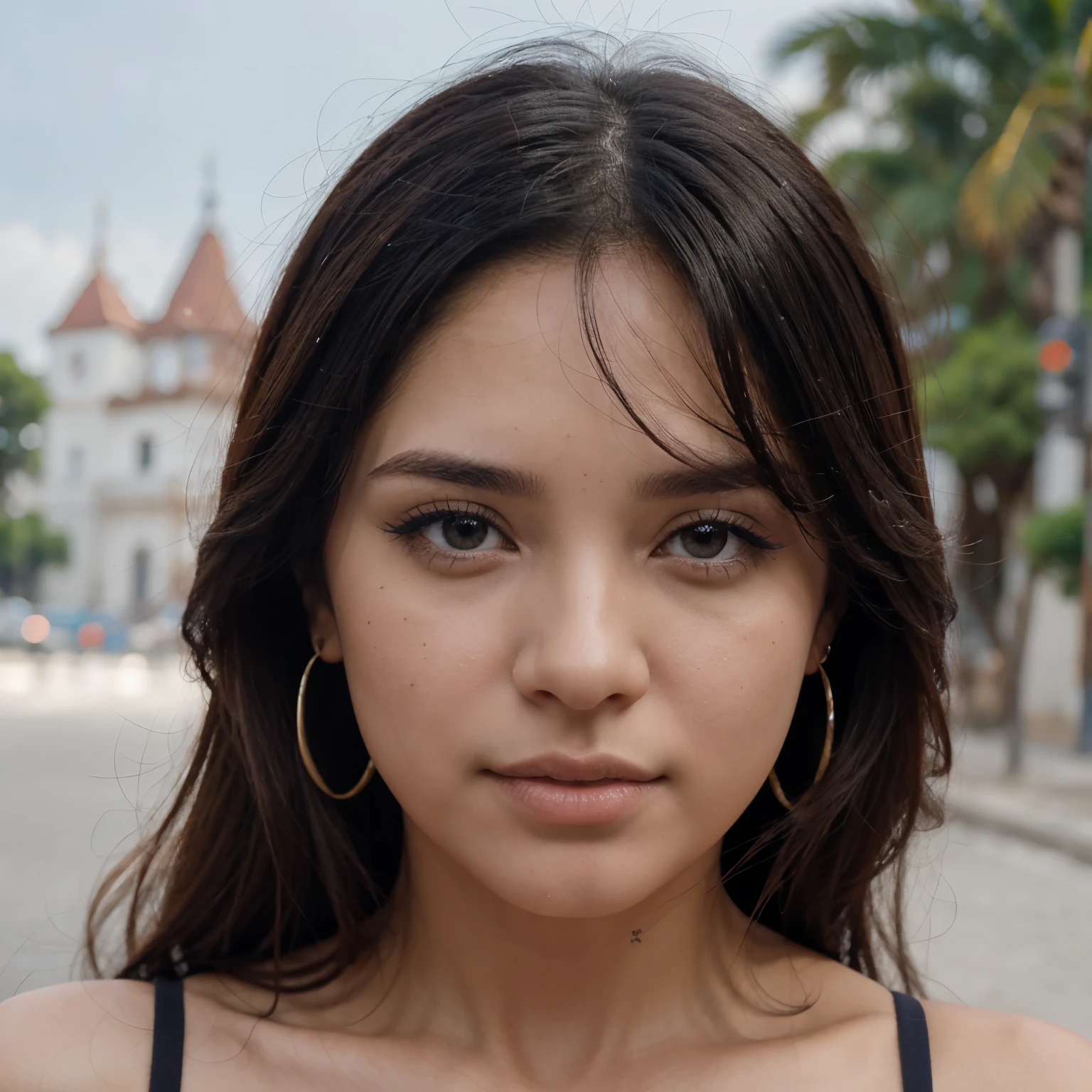 Cabello rubio, ojos azules, piel blanca, labios rosados, nariz recta