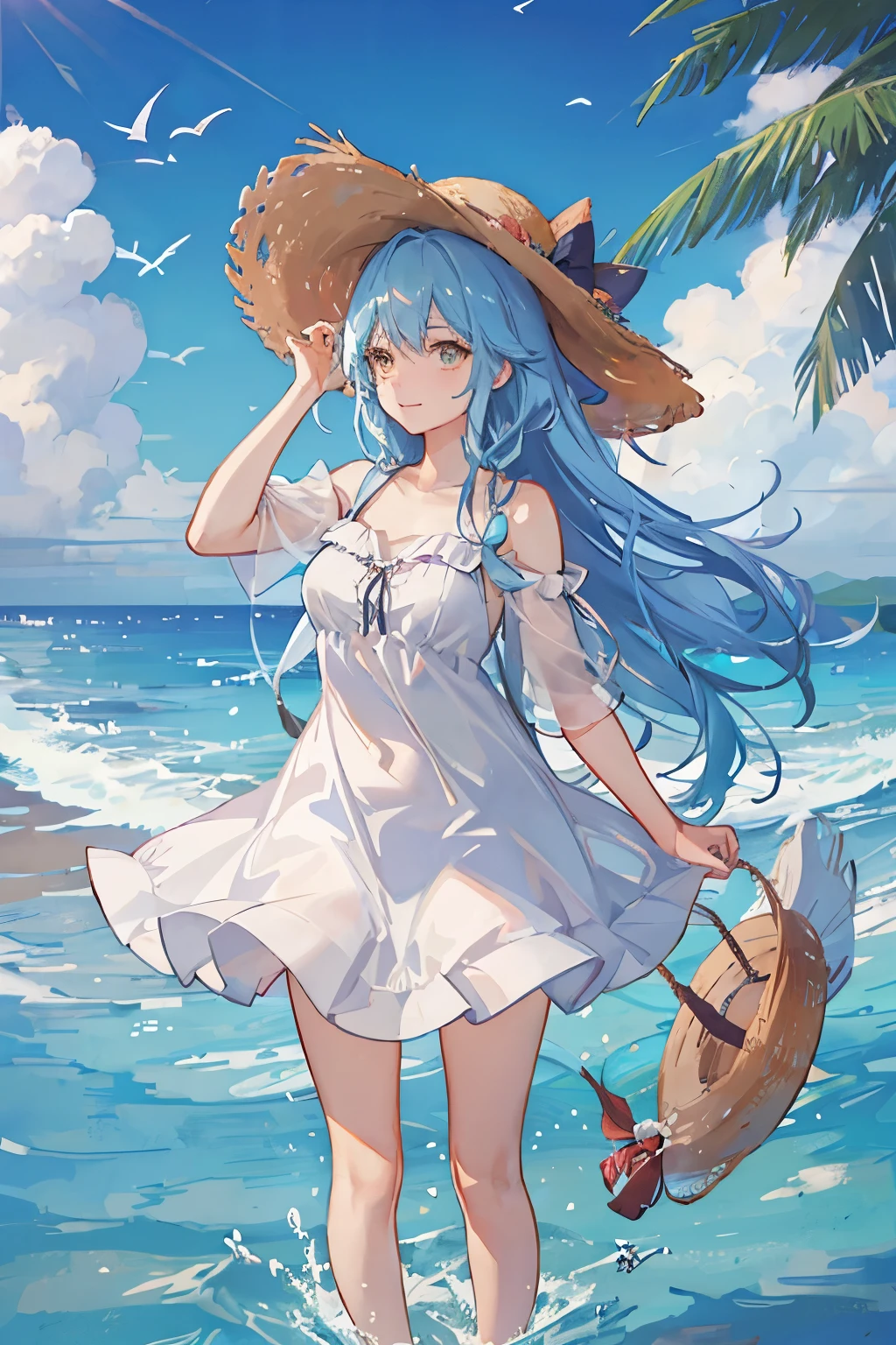 Rimuru Tempest　straw hat　waterside　