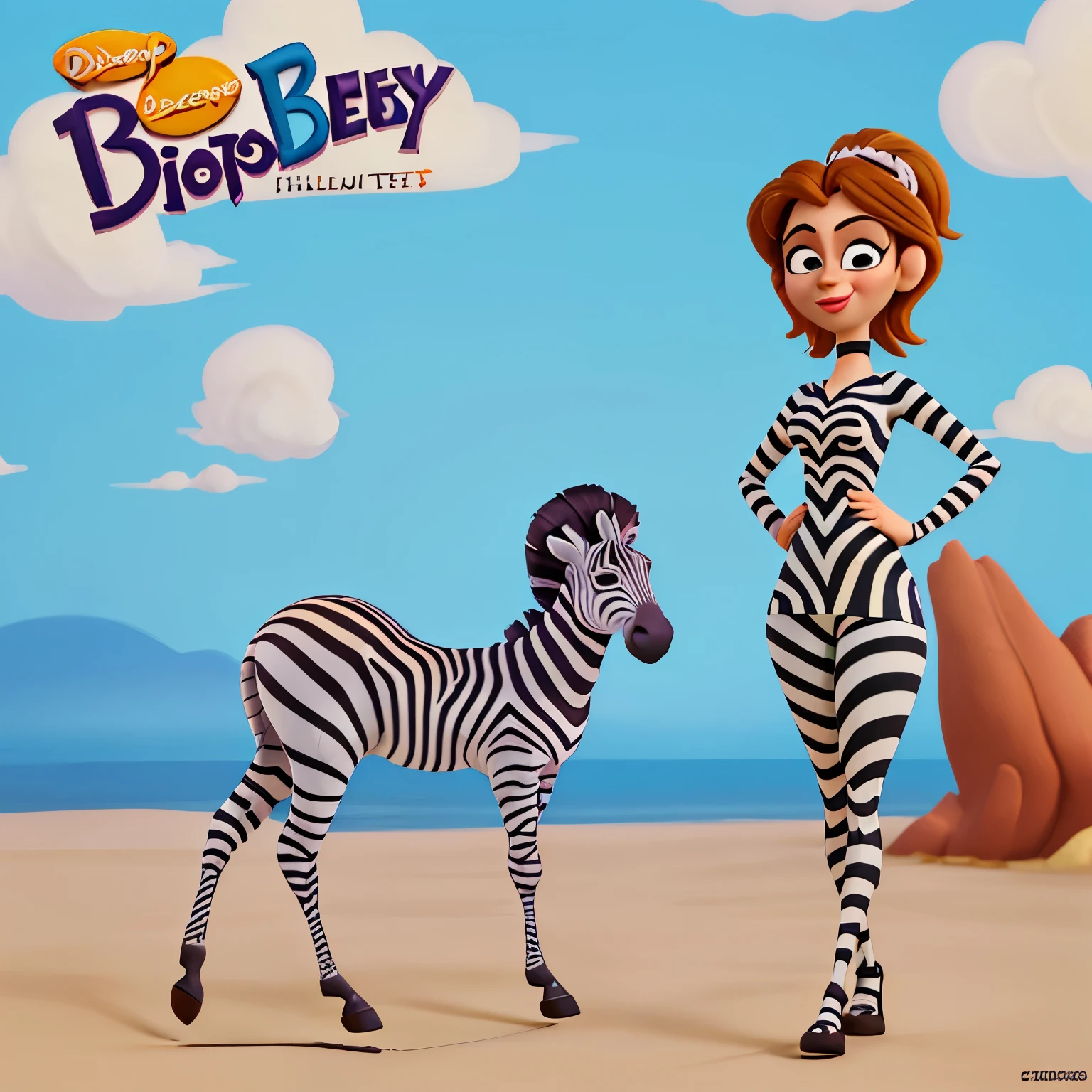 Zebra filhote estilo Disney pixar