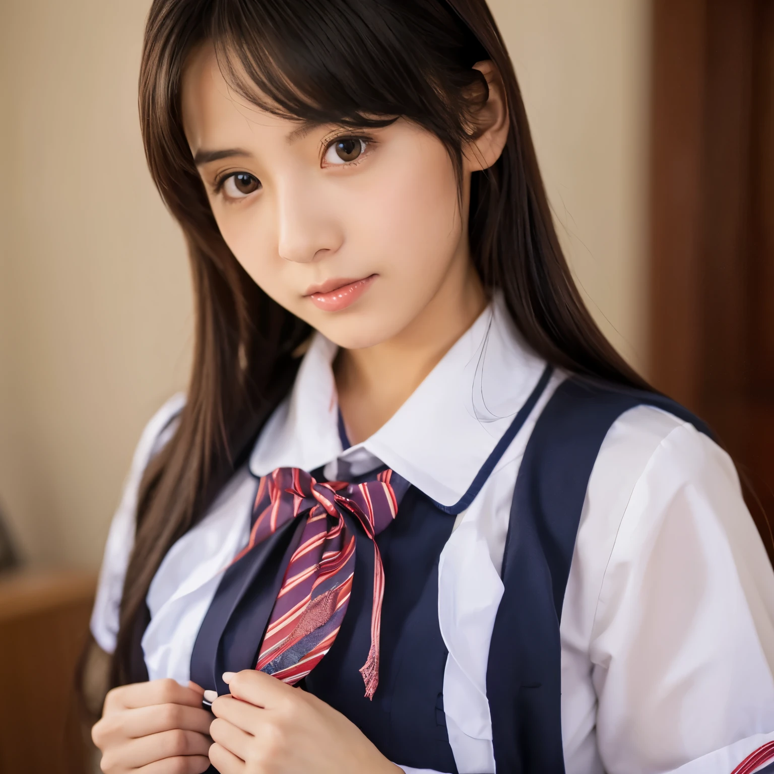 Chica de anime, vestida de colegiala,sin bragas,mostrando el trasero