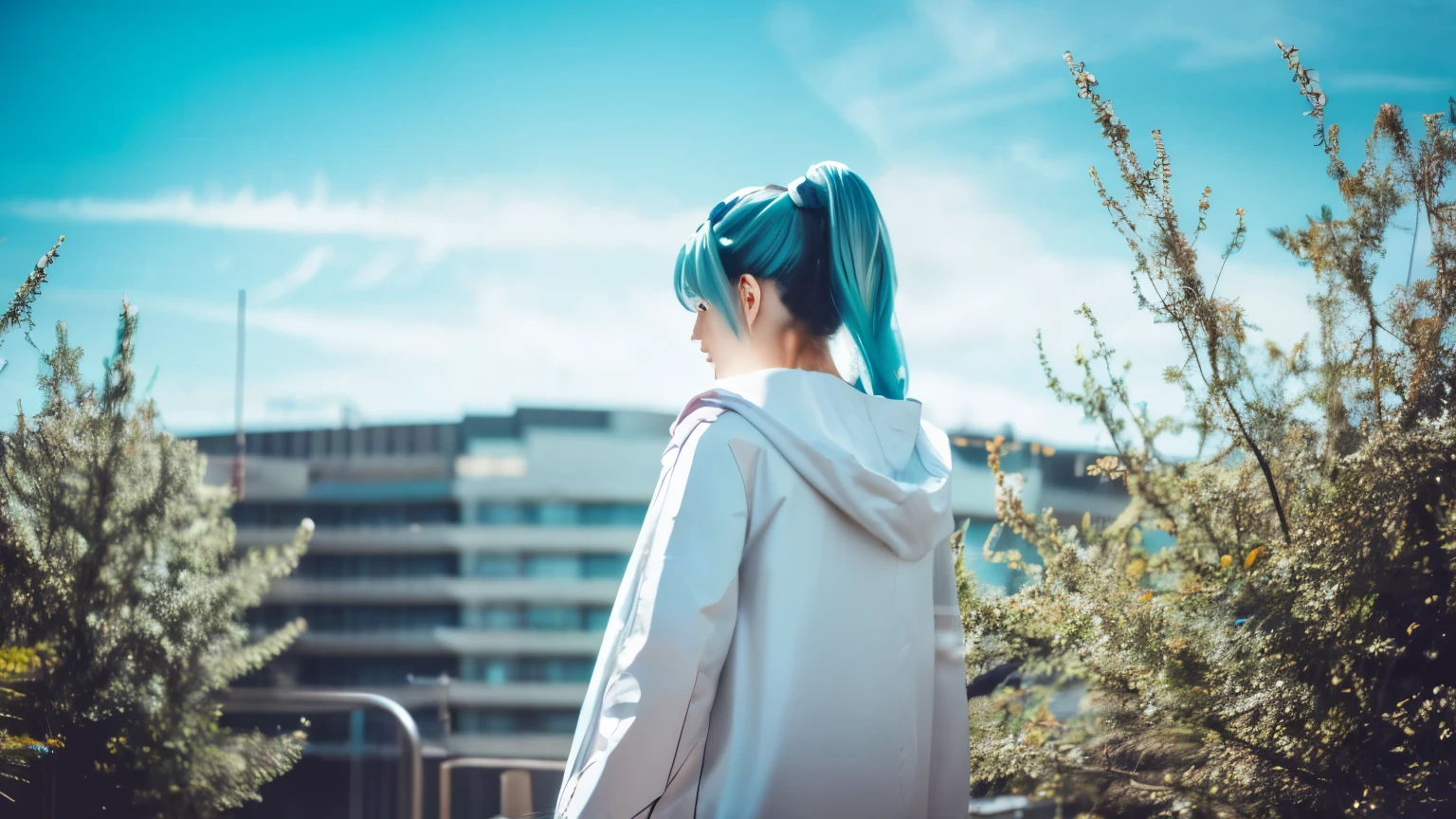 Hatsune Miku background white Standing picture silhouette