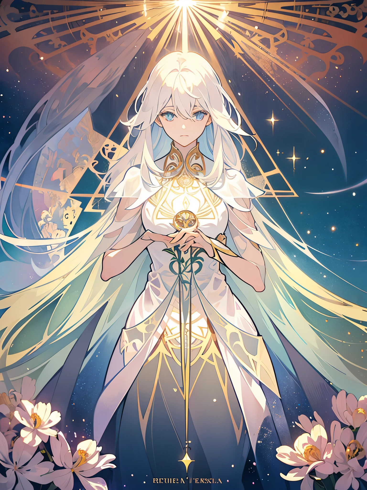 Fundo, fantasia, personagem cosmic, cabelos longos, estrelas, cosmico