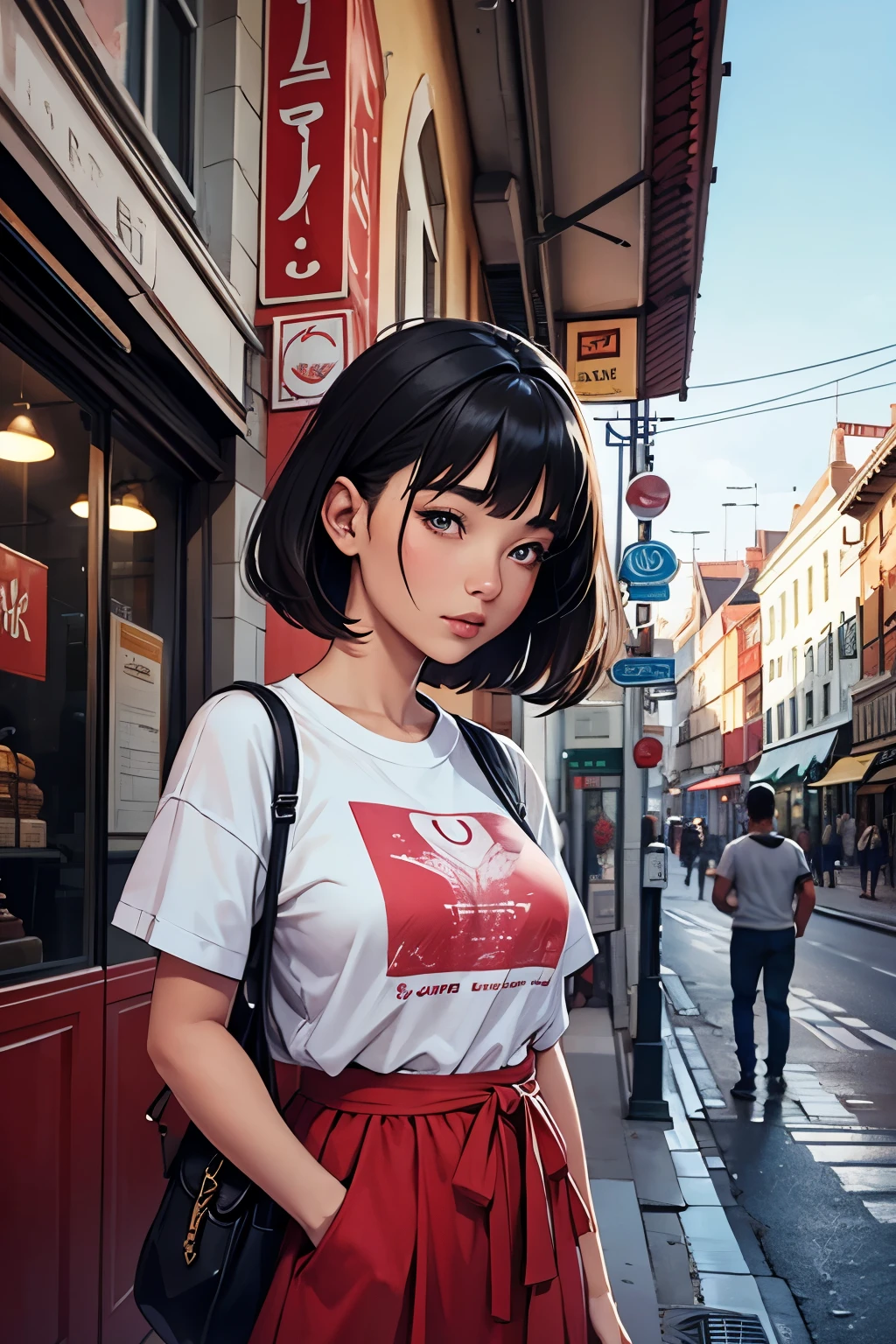 best quality, detailed background, girl, ,euro_street, random_wear,