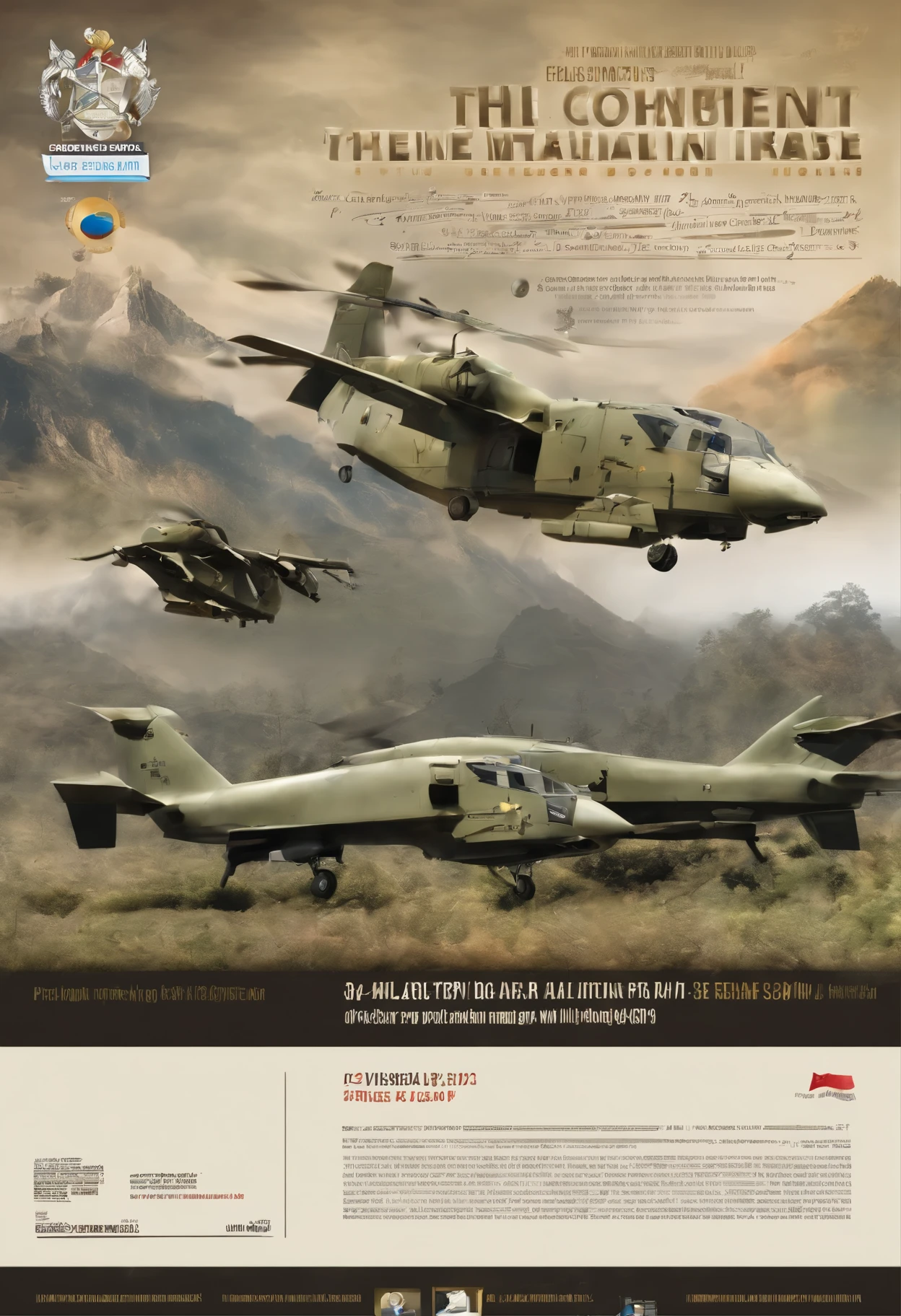 Generate five images to create a banner that identifies a technological academic program for the Colombian military in public management