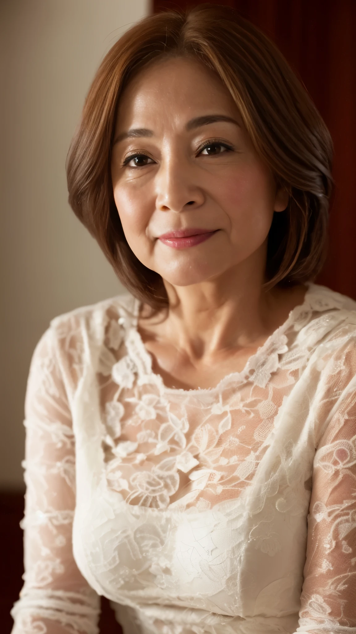 Mature Woman、Facing forward、Fine lines around the eyes、Clear images、smile、gravure、sexy、beautiful、naked、手がbeautiful