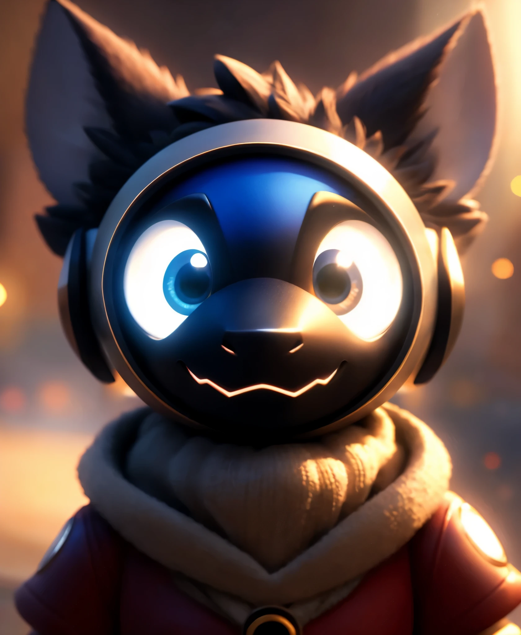 3D cartoon Disney character portrait render.  protogen furry, bokeh, 4k, highly detailed, Pixar render, CGI Animation, Disney, cute big circular reflective eyes, dof, (cinematic film), Disney realism, subtle details, breathtaking Pixar short, fine details, close up, sharp focus, HDR, Disney-style octane render, incredible composition, superb lighting and detail,  protogen furry