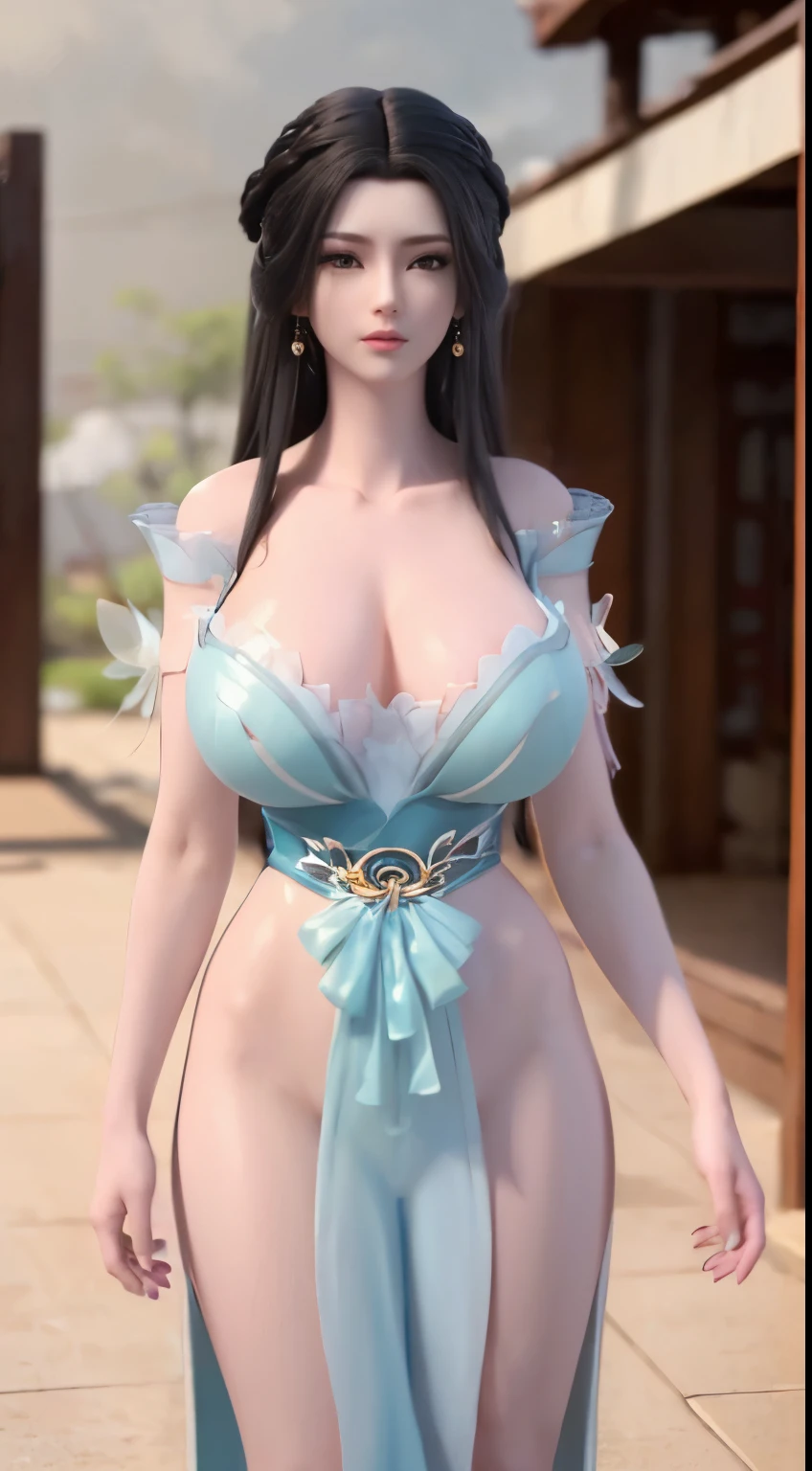 Beautiful Female, Wuxia World, (Full figure:1.2), (standing:1.1), (Xiuxian World), (big breasts, round breasts:1.4), (muscle abs), (big buttock:1.1), (shiny skin:1.1), Chinese Immortal Wuxia, (nude:1.4), Brunette Hair, Chinese Coiled Bun, Hairpin, Light Pink Lips, Calm, Intellectual, Delicate Face, Masterpiece, Best Quality, High Quality, High Definition, High Quality Texture, High Quality Shadows, High Detail, Cinematic Light, Side Lighting, Ray Tracing, Sharp Focus, Realistic, Edge Light, Two-tone Light, (Detailed Skin Details: 1.2), 8k uhd, SLR, (soft light, high quality, high resolution:1.7), (very detailed CG unity 8k wallpaper),(standing in a crowded place), (surrounded by many people looking in)