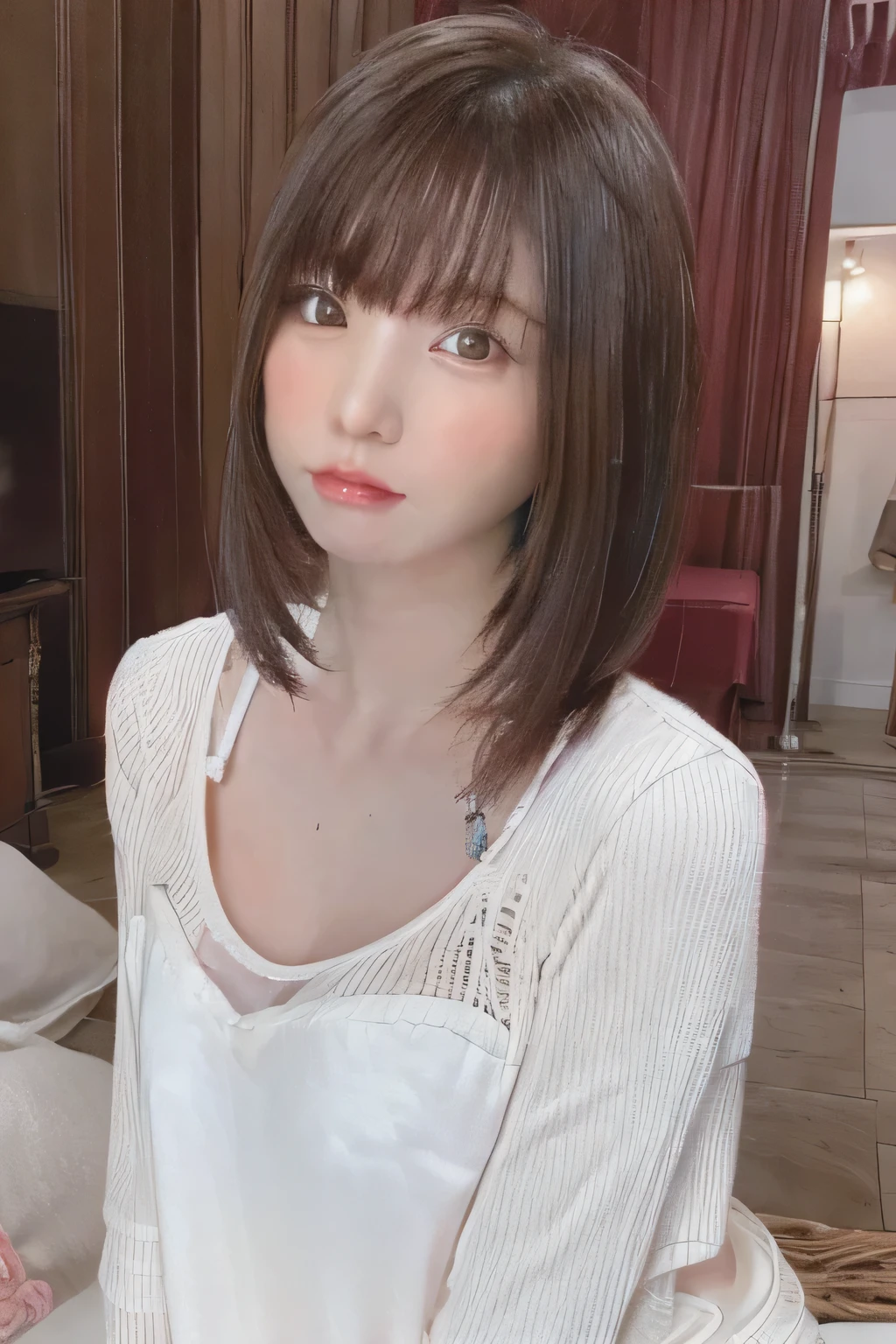 one girl, (beautiful girl, delicate girl:1.3), (15 years old:1.3),
break, (Valentine's Day, chocolate:1.3),
break, (good, pink good:1.3),
break, very fine resolution, (symmetrical eyes:1.3),
break, (Bedroom:1.3), perfectly trimmed fingers,
break, small breasts, brown eyes, parted bangs, brown hair,
break, (Eye and face details:1.0),
break, (masterpiece, highest quality, Super detailed, detailed face, 8K)