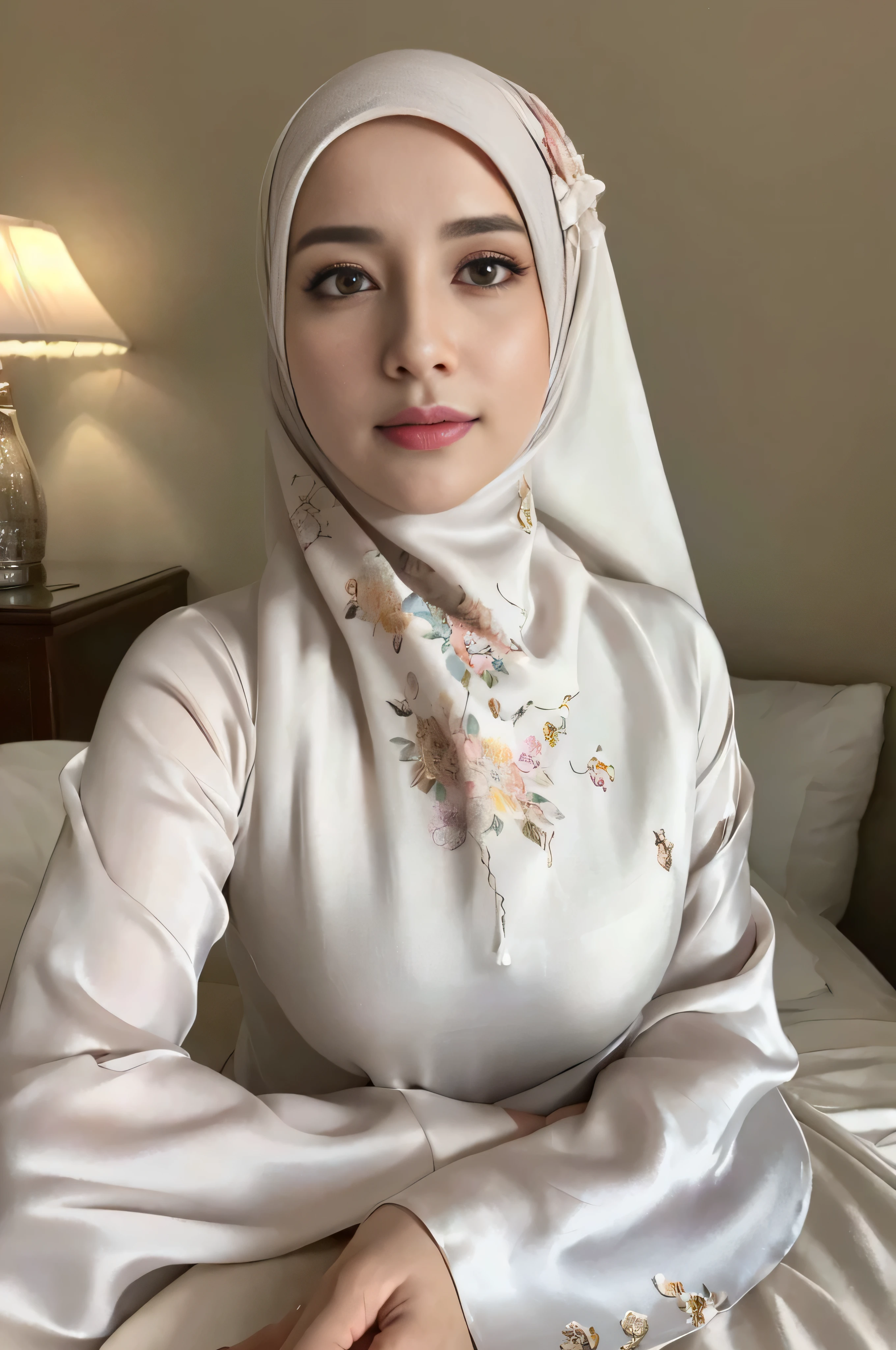((Marian Rivera)), 30 years old , ((breast:1.4)), full body shot, slim body, lying on bed beautiful young lady, Nikon Z 85mm, ((best quality)) ((masterpiece)), intricate detail, sharp focuasterpiece:1.37), (photo, photorealistic:1.37), (ultrahigh-res),Full Body, view from back, slow motion, (insanely detailed, bloom:1.5), (highest quality, Alessandro Casagrande, Greg Rutkowski, Sally Mann, concept art, 4k), (analog:1.2), (high sharpness), (detailed pupils:1.1), detailed face and eyes, Masterpiece, best quality, (highly detailed photo:1.1), photographed by Canon EOS R6, 135mm, 1/1250s, f/2.8, ISO 400, Realistic, 8k, ((masterpiece)), professional, realistic, real life, hyperreal, photorealistic, fine detail, best quality, very Detailed CG unity 8k wallpaper, perfect artwork, Full body, shiny hair, glowing eyes, shiny skin, realistic, perfect female hourglass figure, thin waist, wide buttocks, looking at viewer, extremely delicate and beautiful, perspective, revealing buttocks, perfect collarbone, golden ratio face, realistic facial expression, (exquisite detail, makeup, (exquisite beautiful exquisite face, delicate and beautiful eyes, a face with perfect proportions, high-detailed skin,((wearing silk white floral aodai with closed hijab)), luxury hotel bedroom, sexy dynamic posed, no mask,