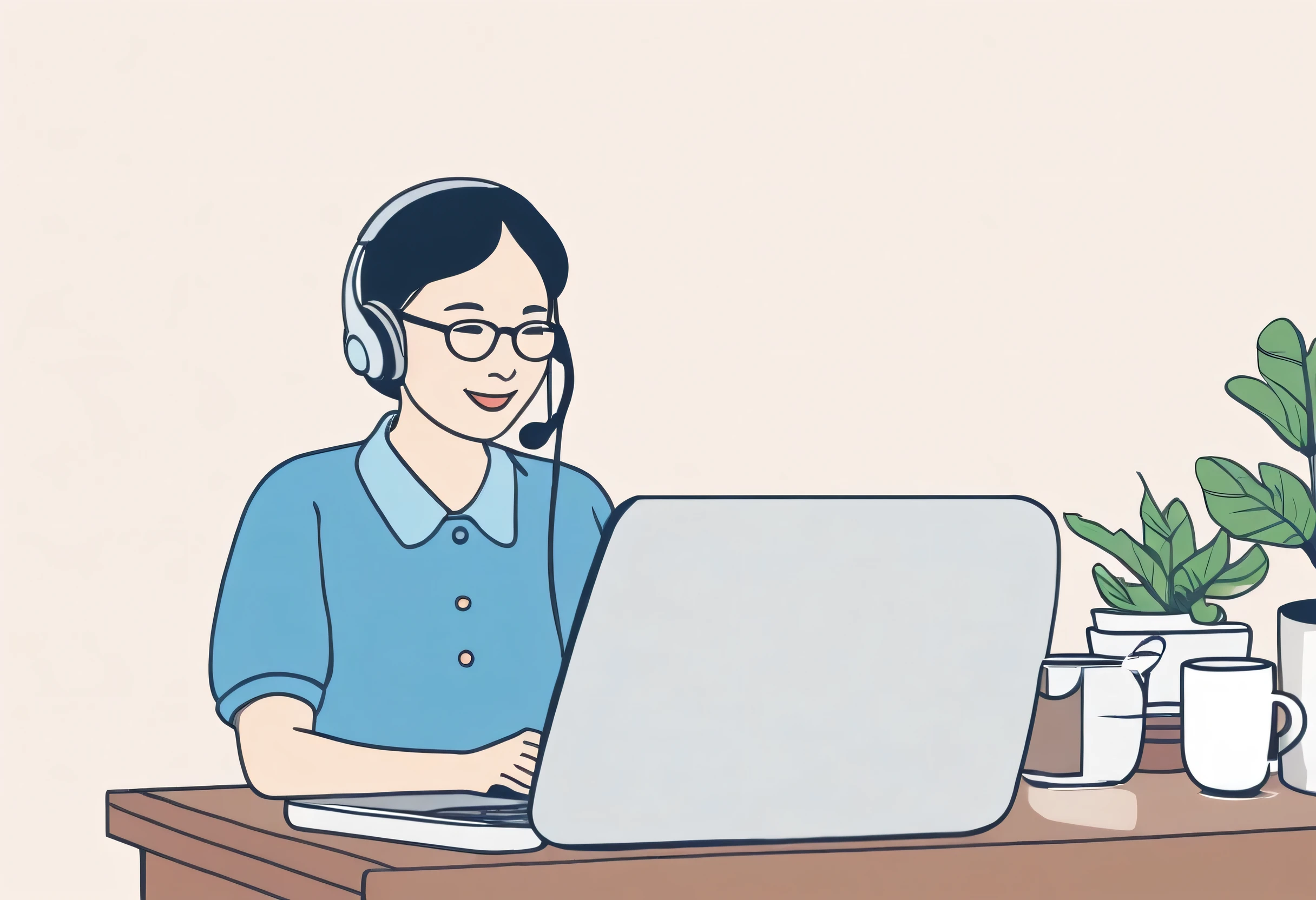 Please design an illustration that represents your company.'customers and customer support.。simple。no text