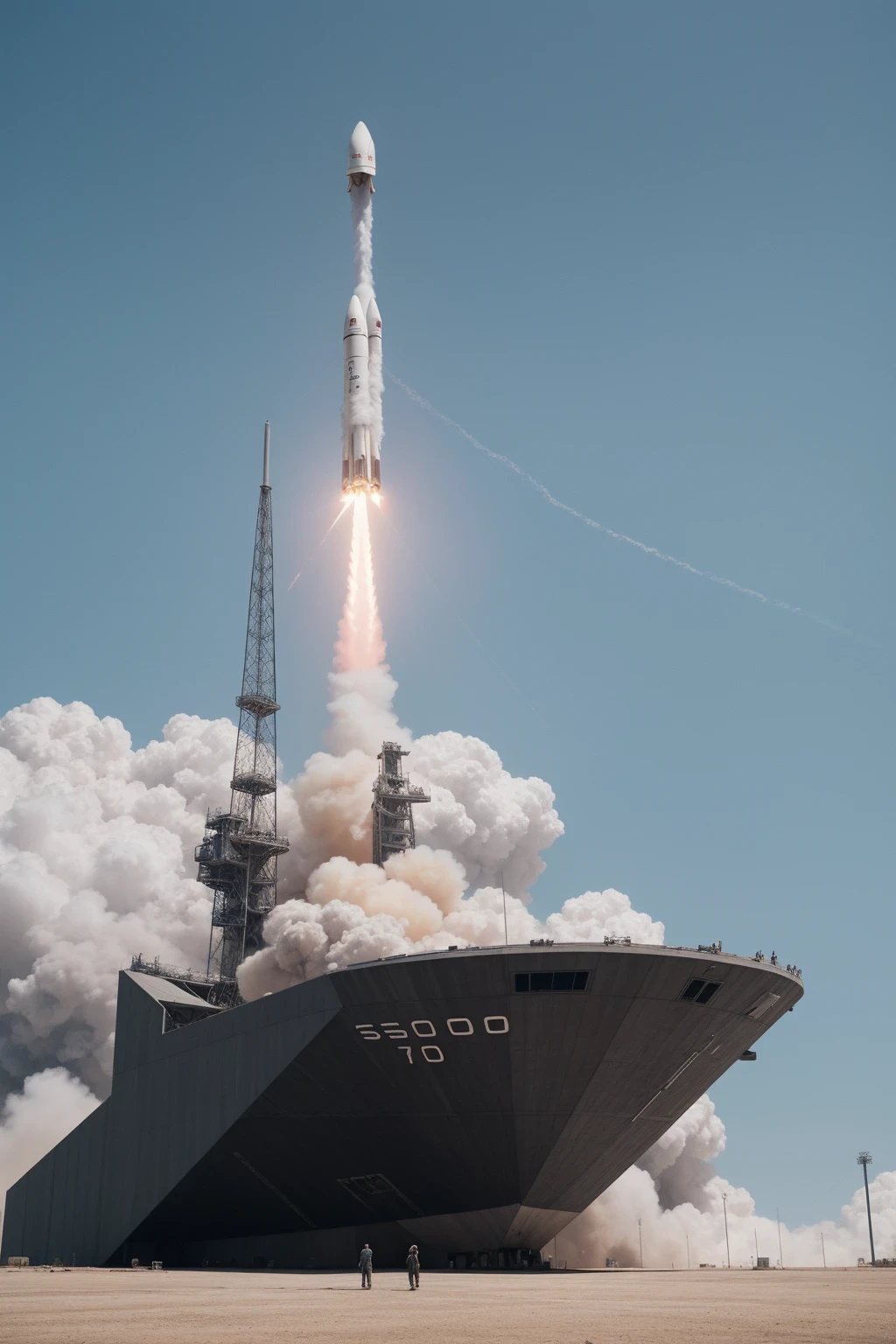 Cinematic photo of spaceship launch,alone