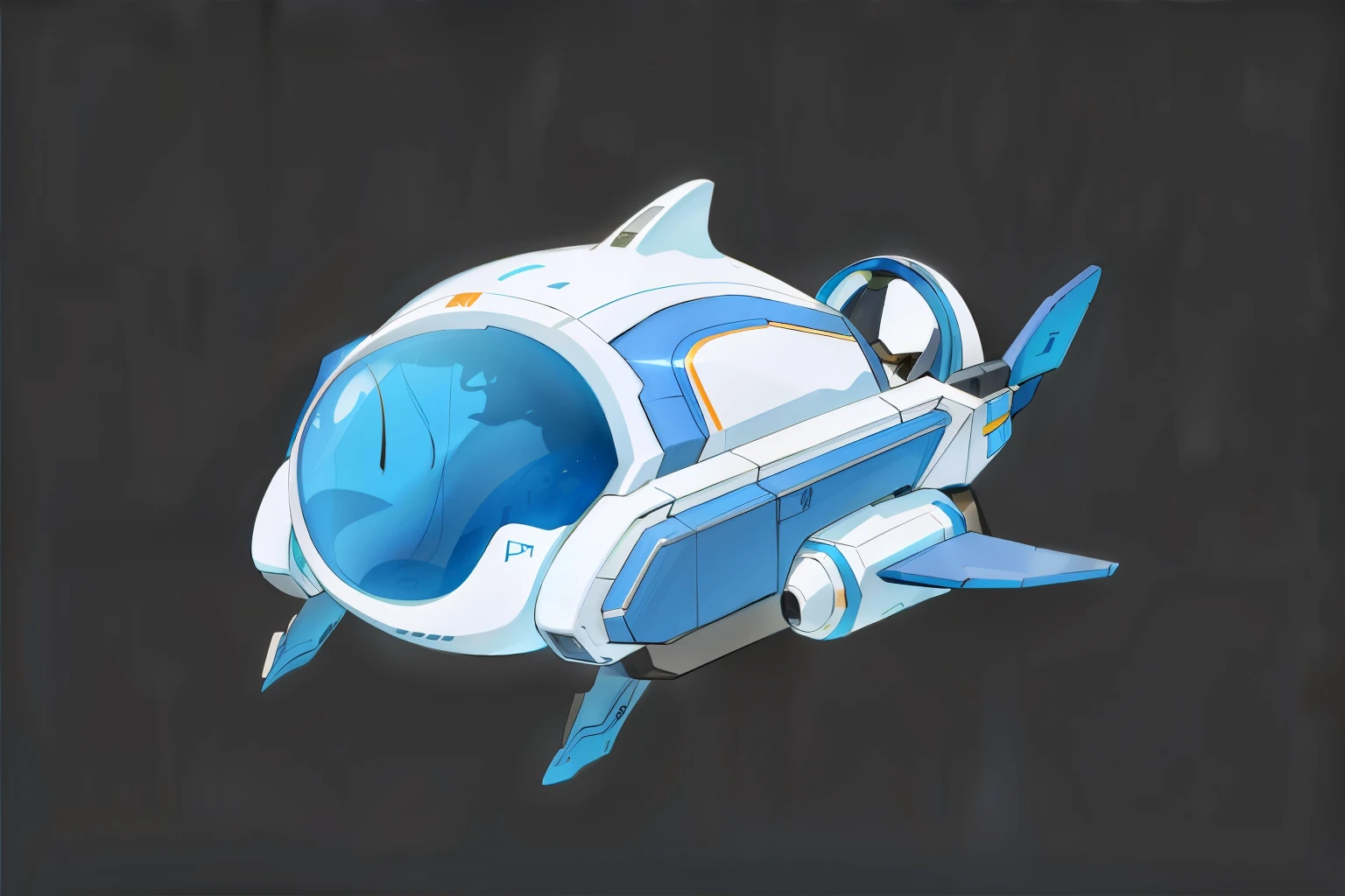 there is a small blue and white 太空spaceship with a blue nose, cartoon fantasy spaceship, 太空spaceship gribble, 太空spaceship, futuristic spaceship, spaceship design, detailed spaceship, whale, duck shaped spaceship, Robot dolphin, male Robot dolphin, spaceship, scifi spaceship, Manatee shaped mecha, 太空whale, nearby small starship, 太空spaceship in space
