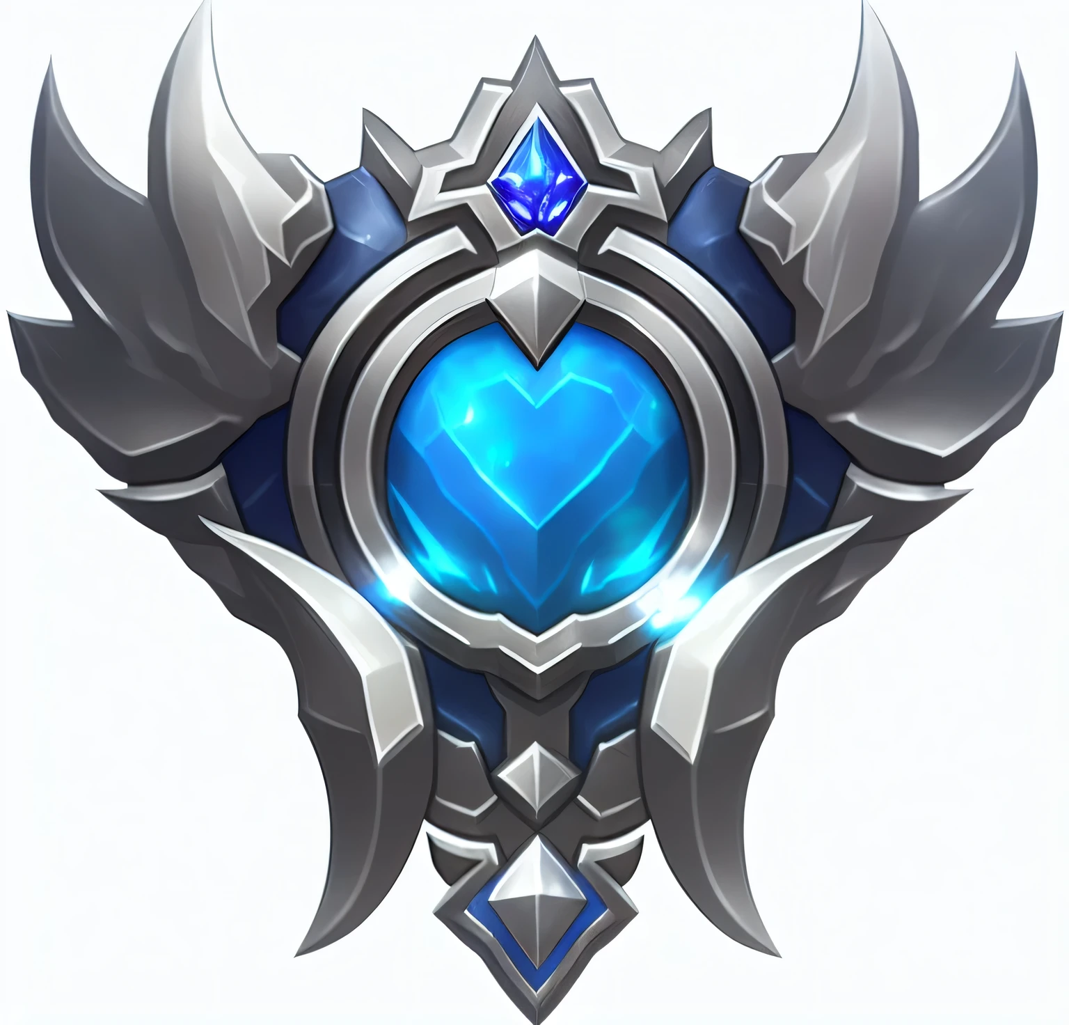 Close-up of blue and silver badges on black background, League of Legends champions, League of Legends style, League of Legends style, luxury liquid, Official splash art, League of Legends, Wisdom Badge, League of Legends style, silver skin, Heart Stone original art style, from League of Legends, platinum skin, League of Legends splash screen, master&#39;space