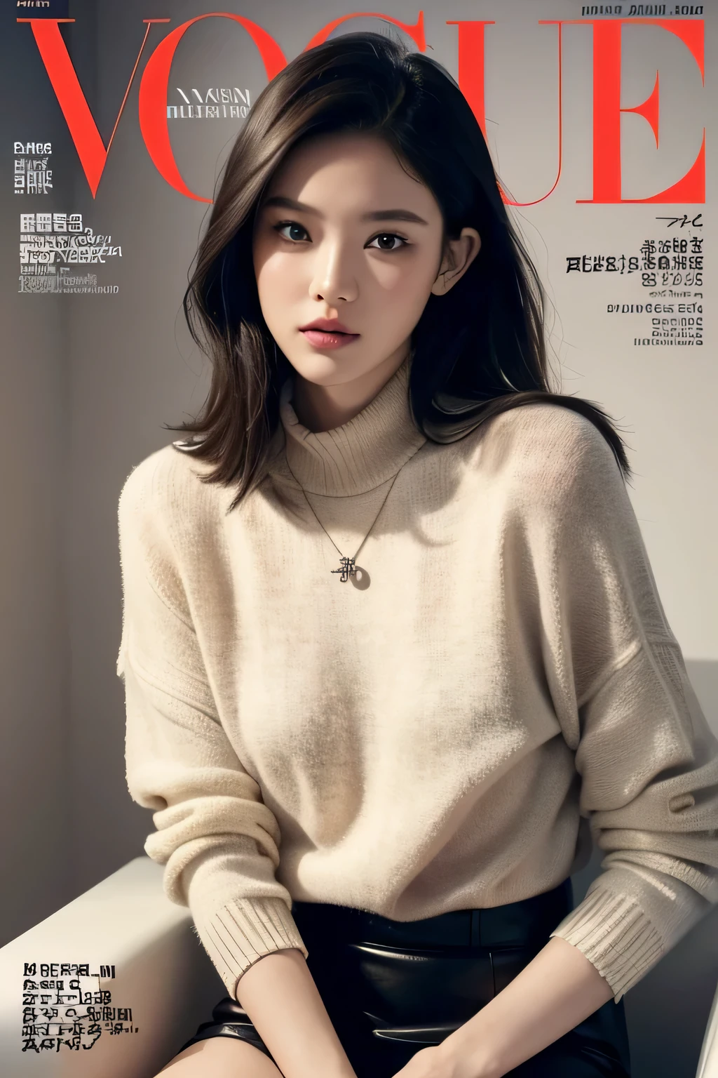 Magazine封面,a woman in a sweater on the cover of a Magazine, elle Magazine, cover. photo : david roemer, cover shot, Eva elf, Magazine cover, fashion Magazine cover, editorial, cover girl, cover Magazine, Magazine, fashion Magazine photography, fashion Magazines, fashion Magazine, award - winning Magazine cover, author:Daniel Lisk, official vogue editorial