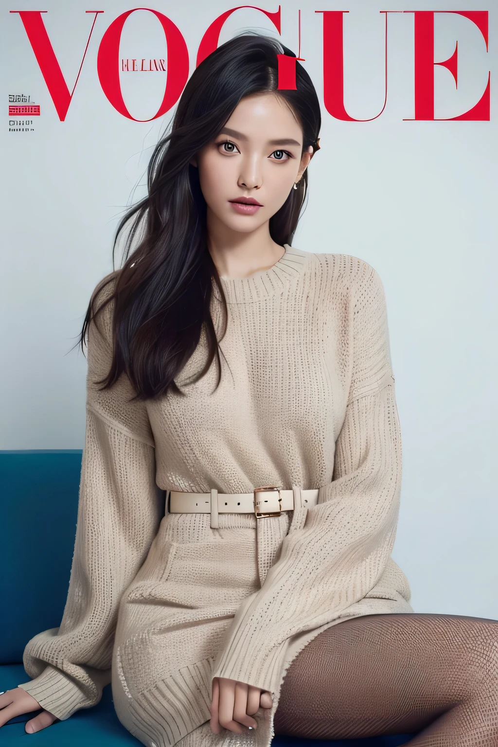 Magazine封面,a woman in a sweater on the cover of a Magazine, elle Magazine, cover. photo : david roemer, cover shot, Eva elf, Magazine cover, fashion Magazine cover, editorial, cover girl, cover Magazine, Magazine, fashion Magazine photography, fashion Magazines, fashion Magazine, award - winning Magazine cover, author:Daniel Lisk, official vogue editorial