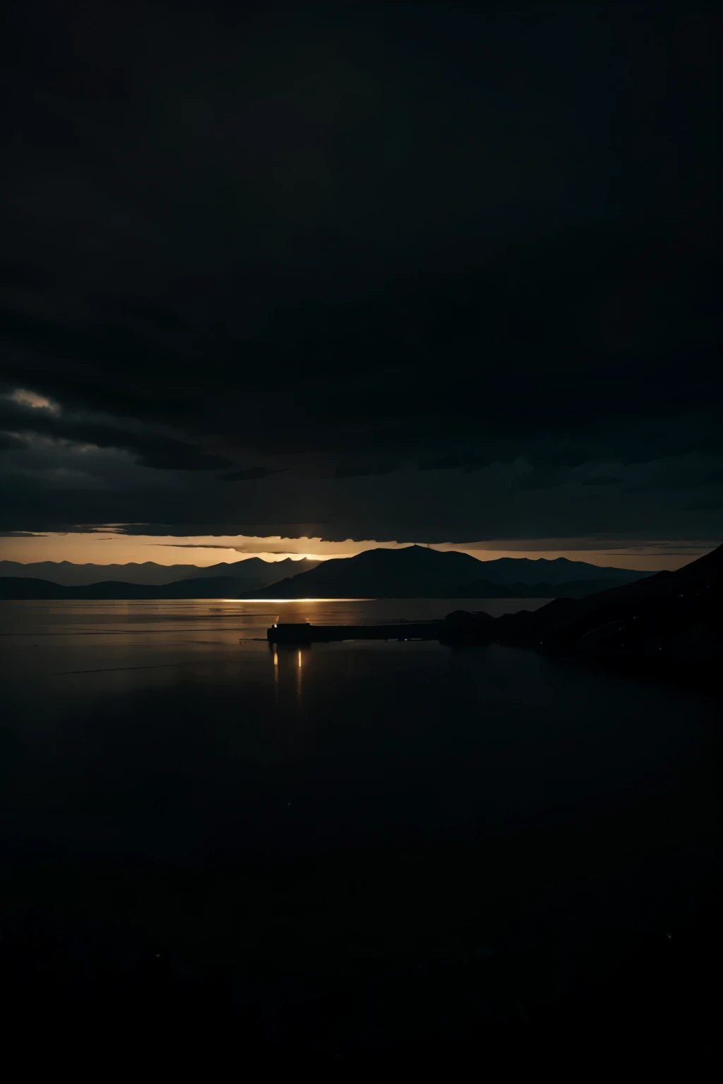 Draw a calm and dark landscape