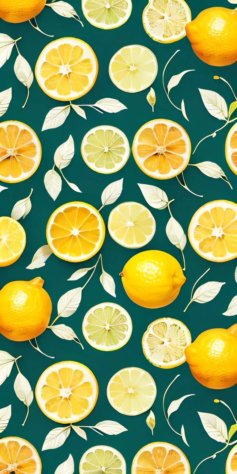 flowers and lemons repeating pattern, texture