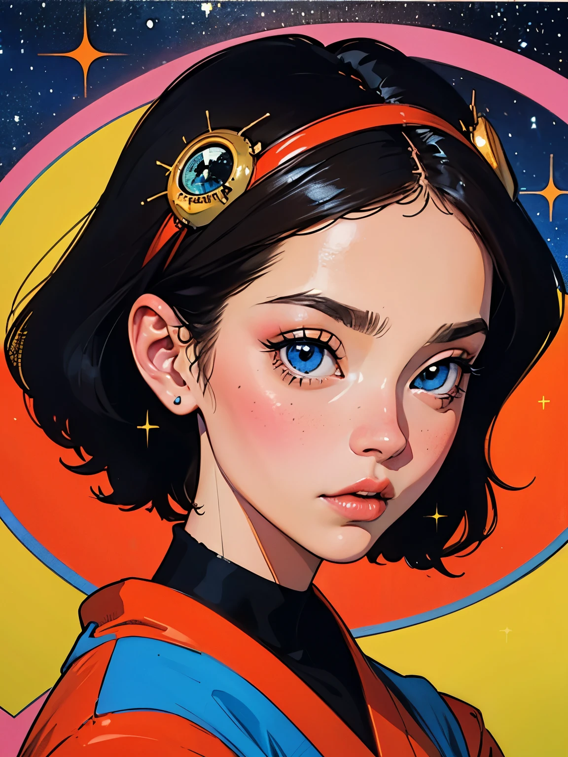 minimal details, tempera gouache, a french bulldog , intense sparkling , in the art style of japanese vintage 70's kawaiicore, , porcelain skin, shadow, 1980s anime still by Toshihiro Kawamoto , intense sparkling , disco princess , , galactic::2 tomer hanuka ,, , galactic,pyramid eyeball,, intense sparkling , , pixel drip, as a 1980 vhs collage --ar 9:16 --v 6.0 .