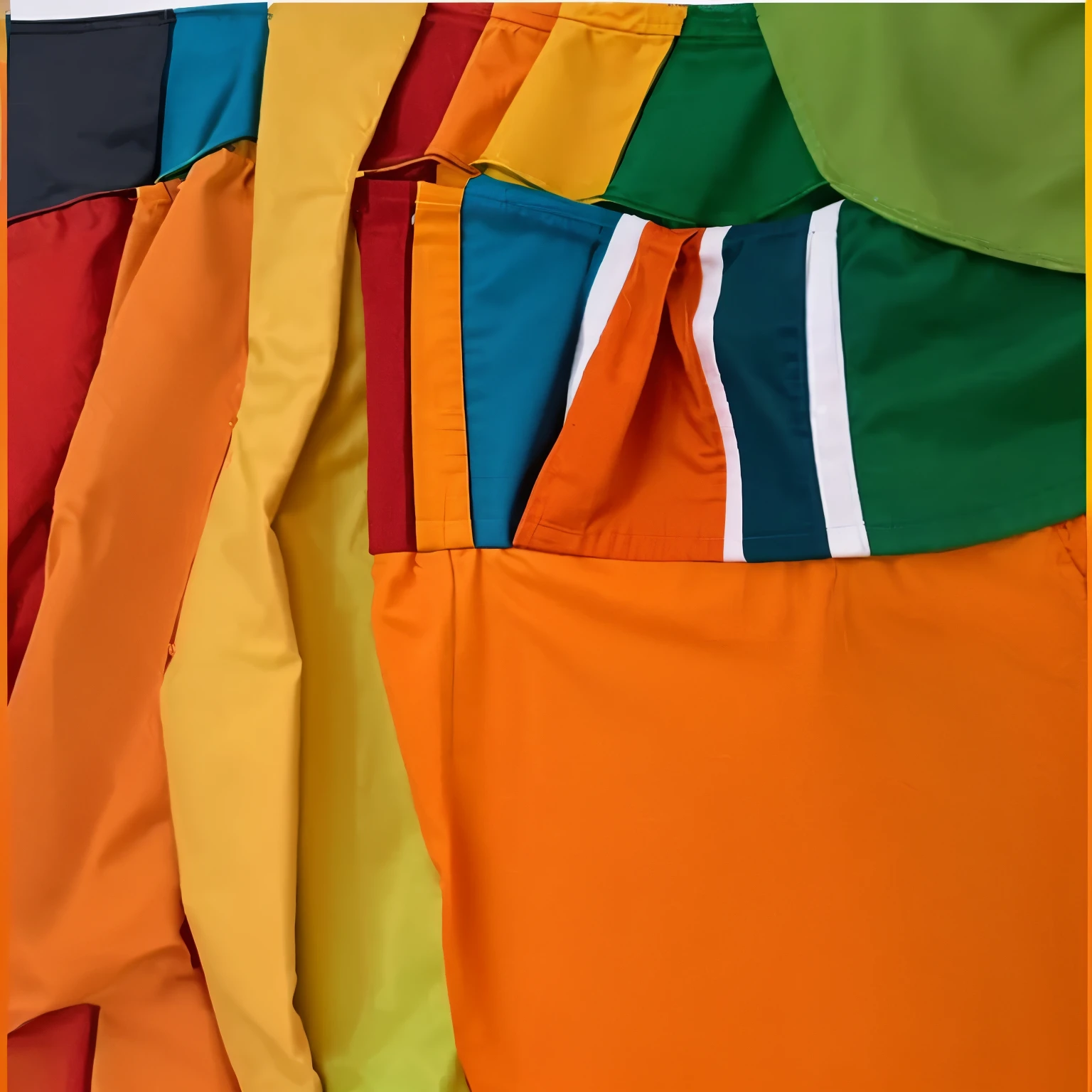 Replace red and orange by green emerald and blue 