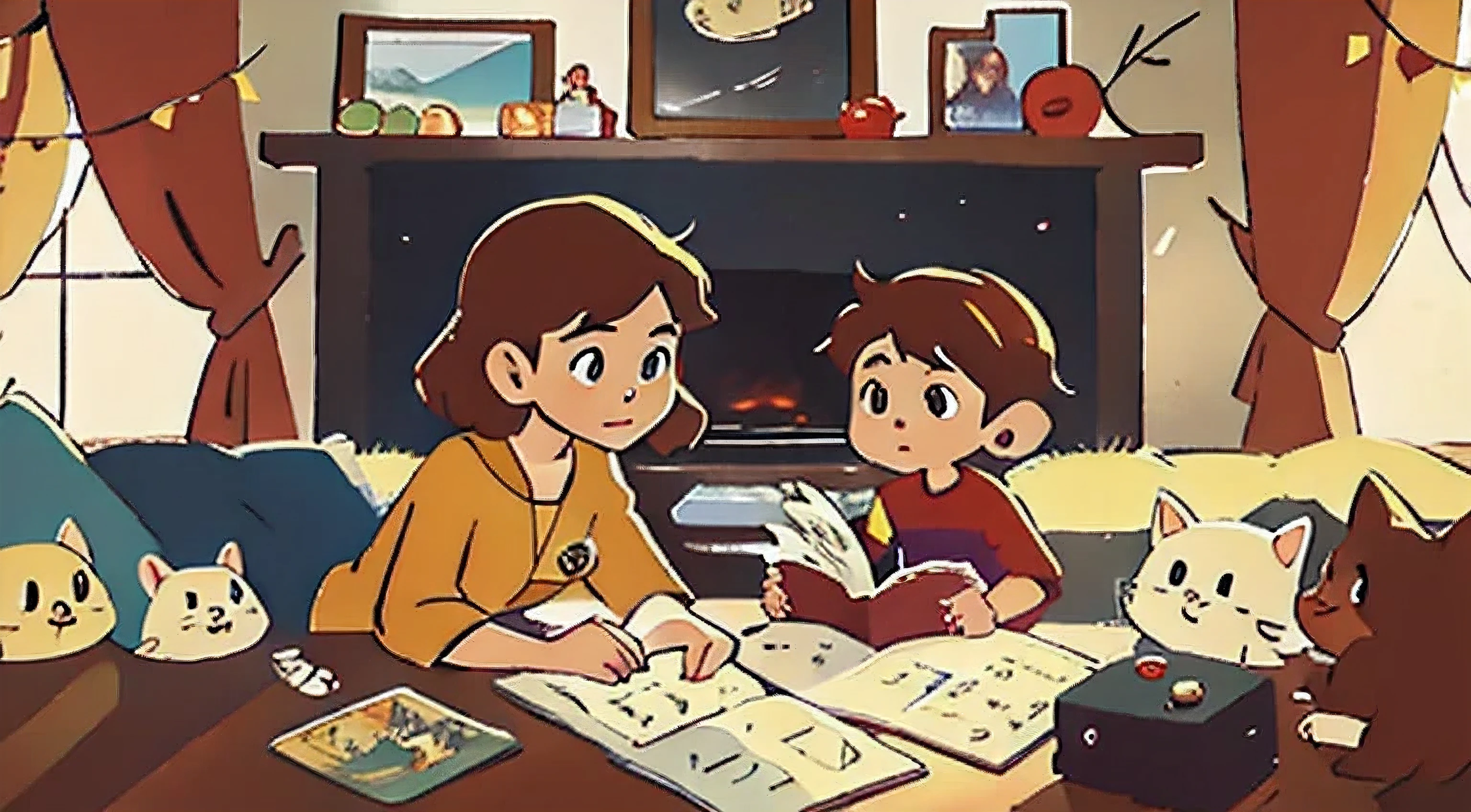 scene 1:Living room
figure:
Mother:What are you looking at with all your bells and whistles??
son(Read comic books):mother,This is a comic