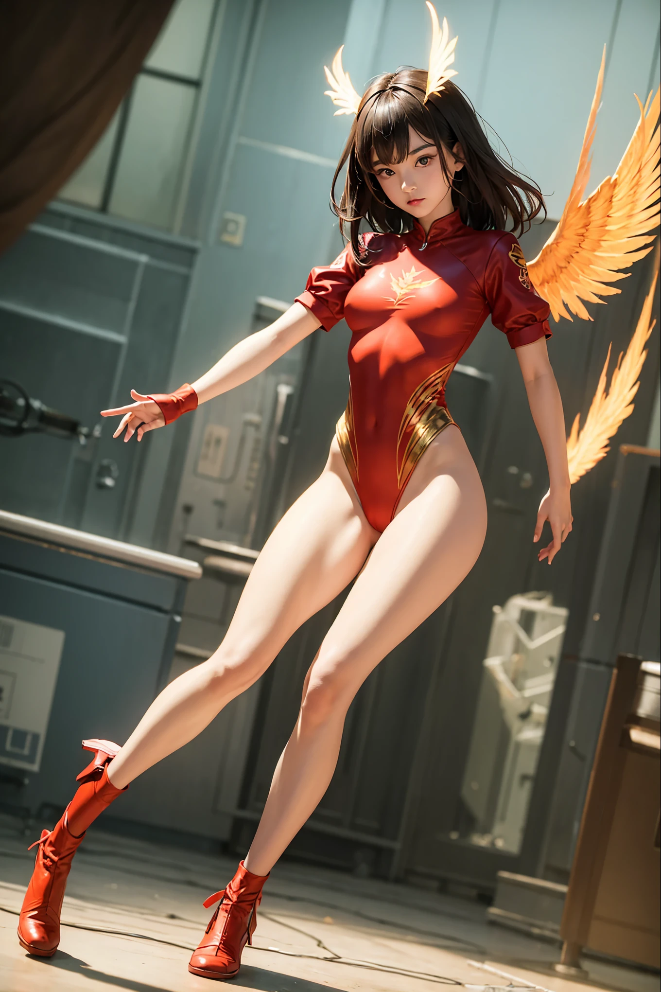 full body, phoenix girl, leotard