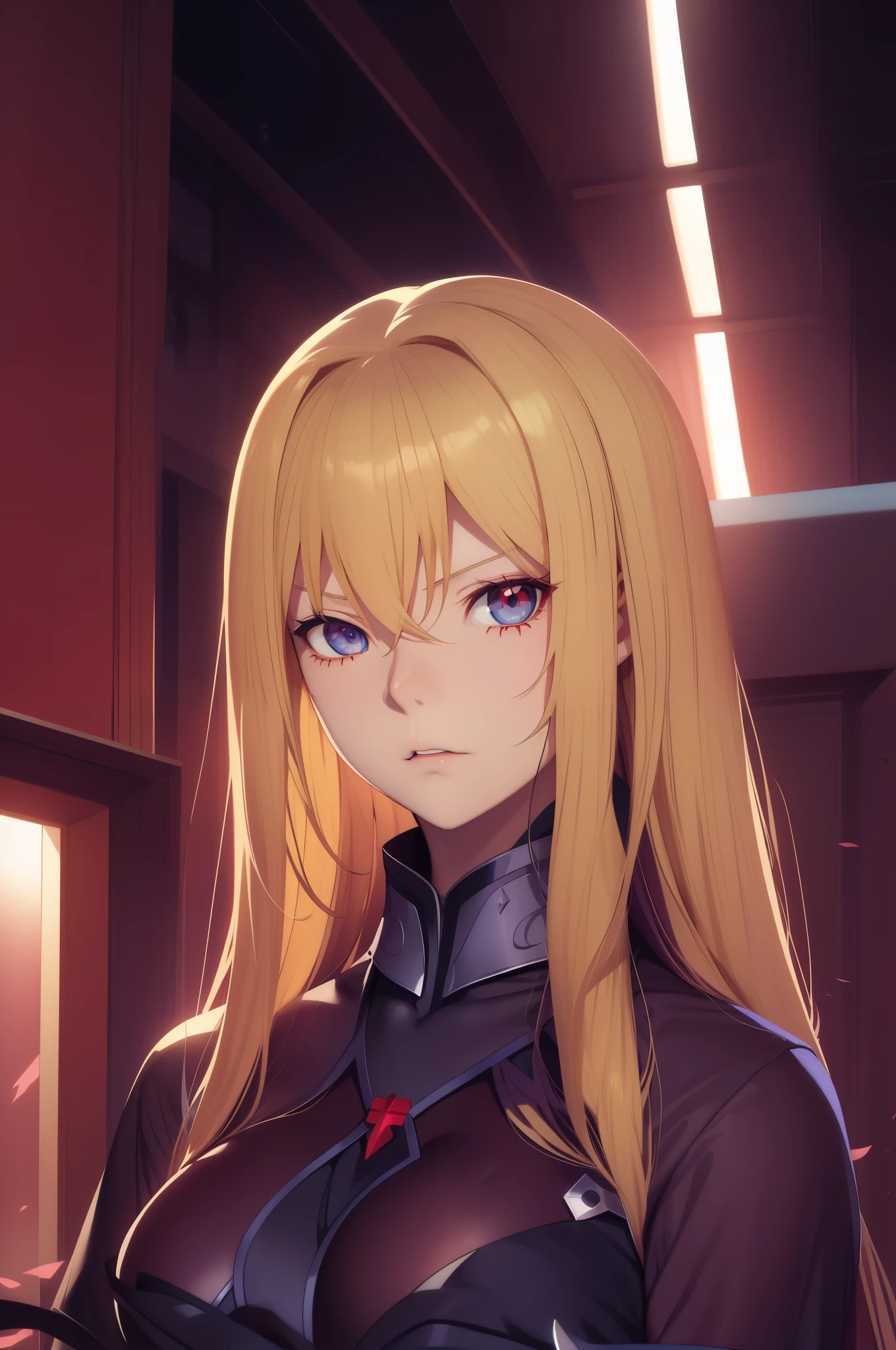 a woman with long blonde hair and blue eyes standing in a room, anime style like fate/stay night, fate / stay night, rin tohsaka, anime visual of a young woman, by Jin Homura, made with anime painter studio, female anime character, fate stay night, girls frontline cg,