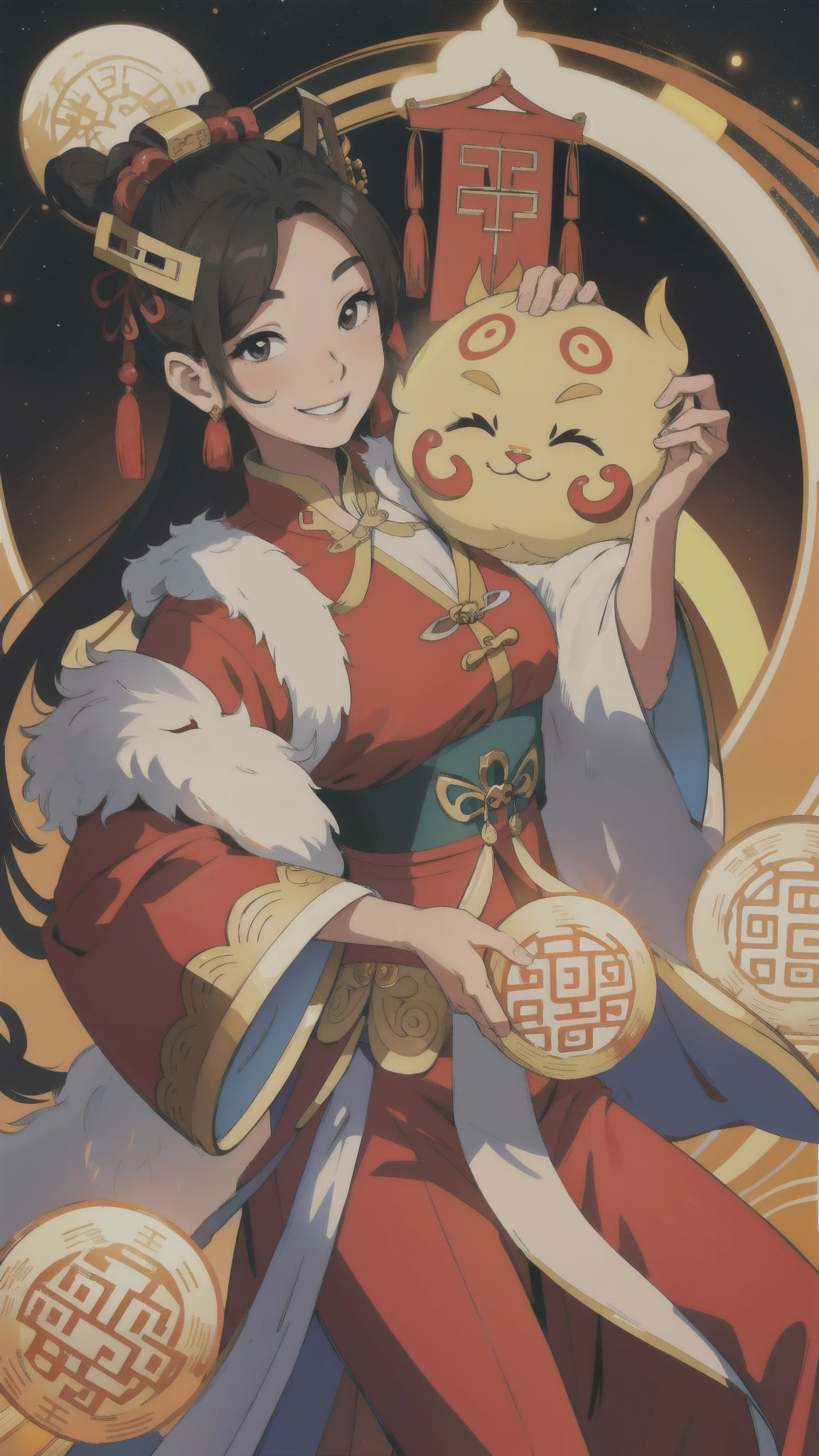 Chinese God of Wealth，A kind smile