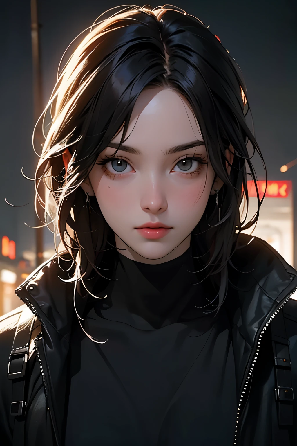 portrait ung woman ,Science fiction, Complex background punk, mad max , futuristic, post apocalyptic, dark, dim lights, ((masterpiece, best quality, )),