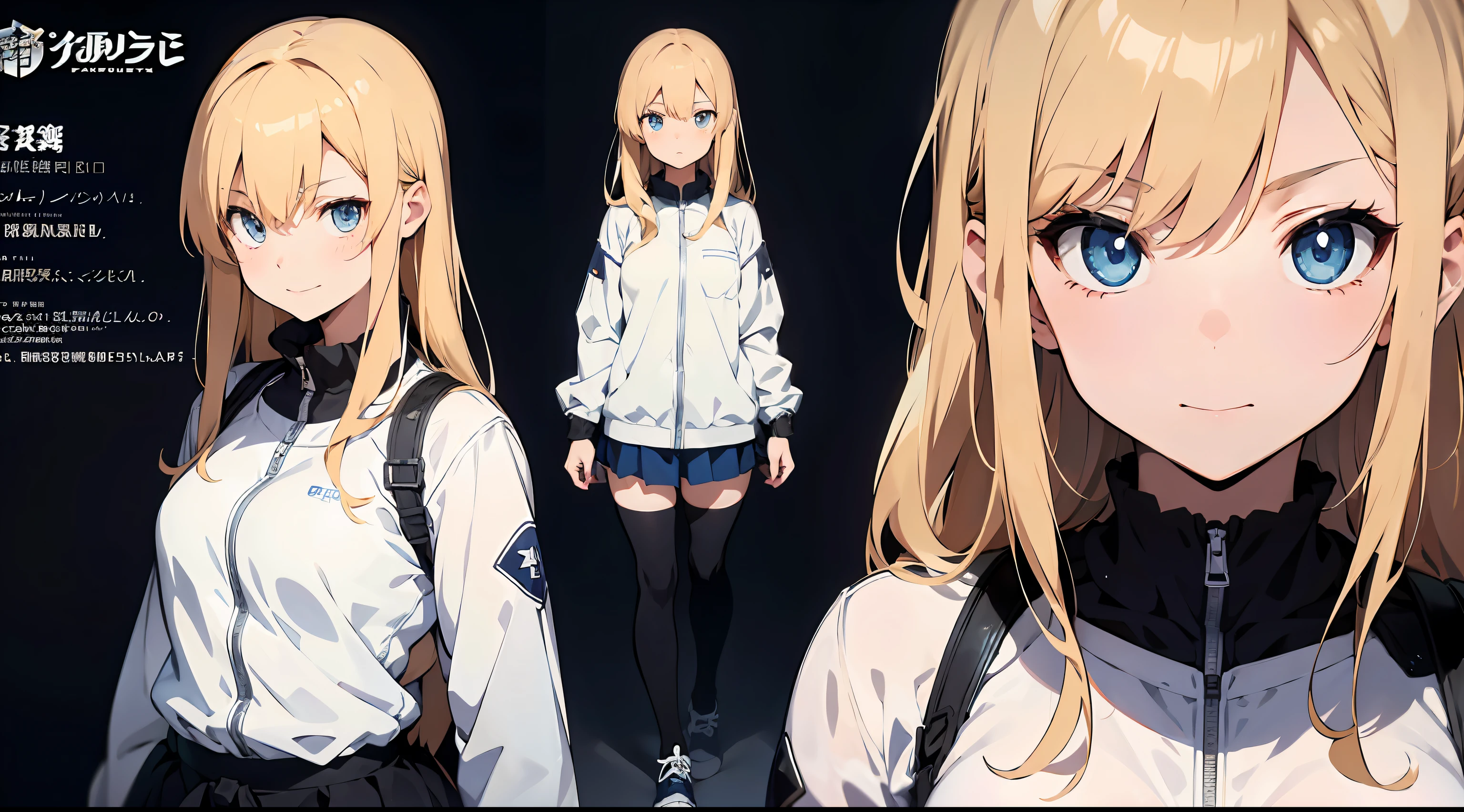 （CharacterDesignSheet,Same role,frontage,Lateral face,on  back)，Anime characters with blonde hair and blue eyes in futuristic environment, Best anime 4k konachan wallpaper, Badass anime 8 K, Key anime art, Digital cyberpunk anime art, advanced digital anime art, anime mecha aesthetic, Tall anime guy with blue eyes, Demon Slayer Art, Detailed digital anime art，（CharacterDesignSheet,Same role,frontage,Lateral face,on  back)，