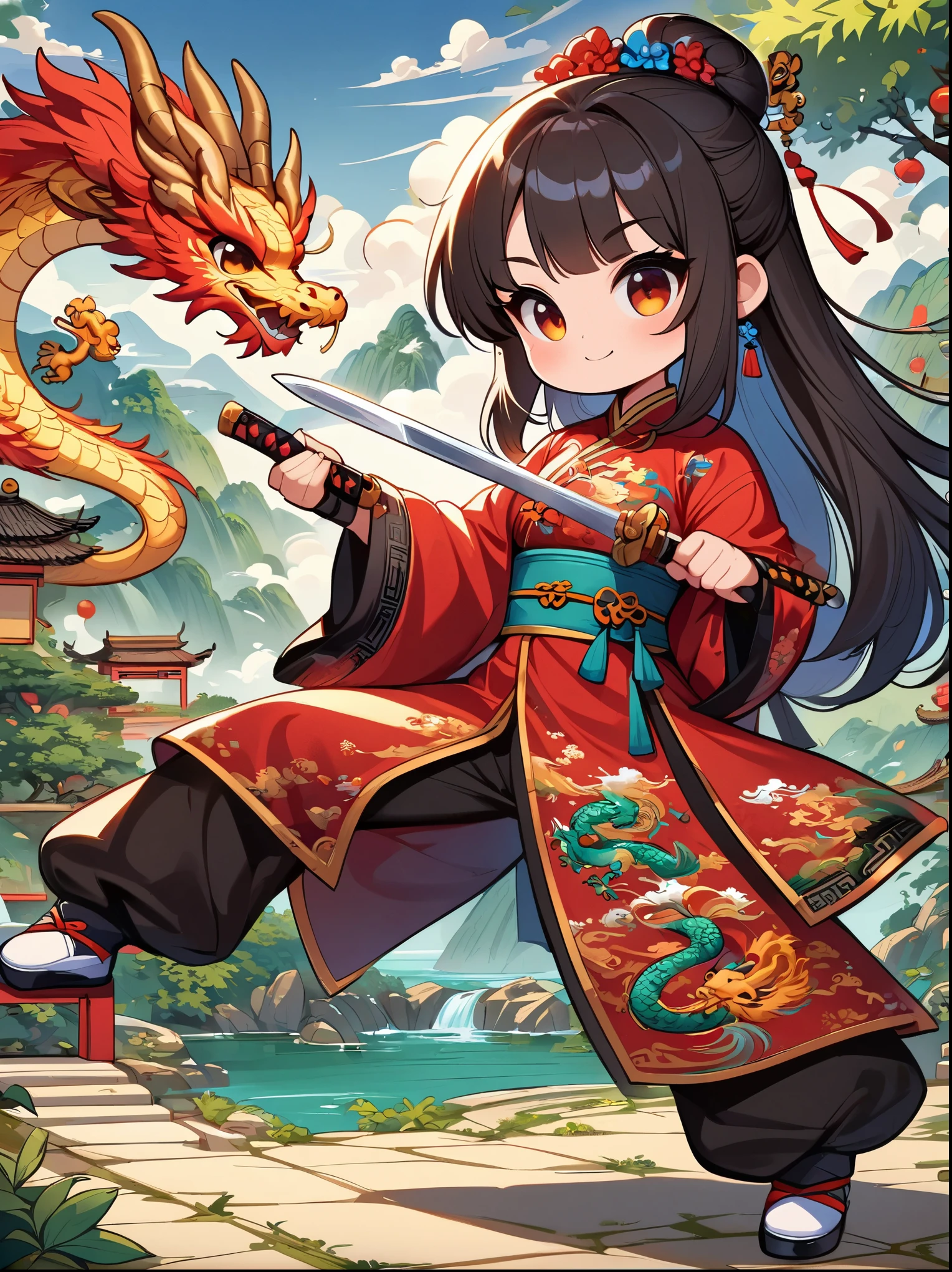 Chinese Style Kung Fu Dragon Boy XL- 中国风功夫龙小子XL