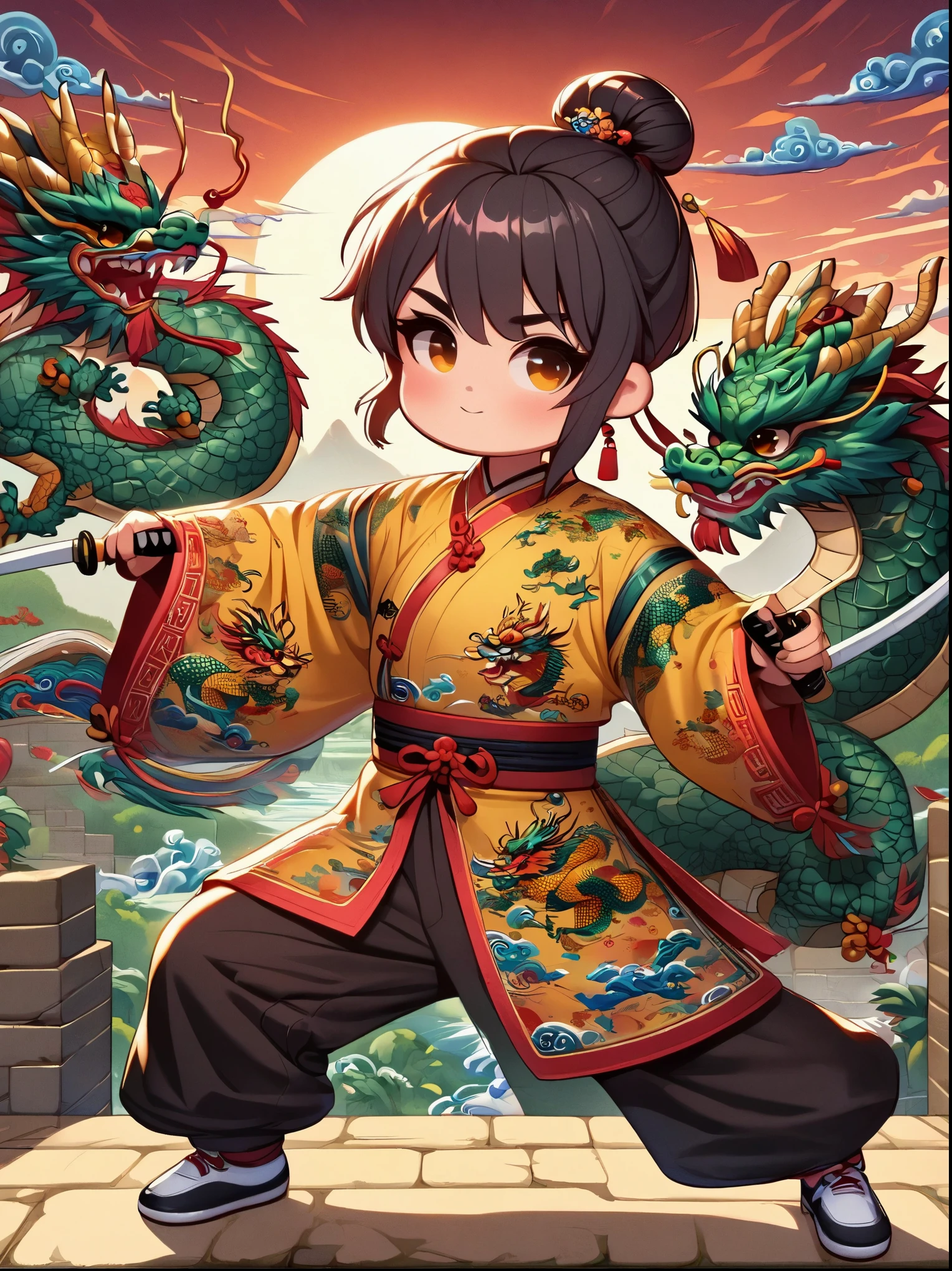 Chinese Style Kung Fu Dragon Boy XL- 中国风功夫龙小子XL