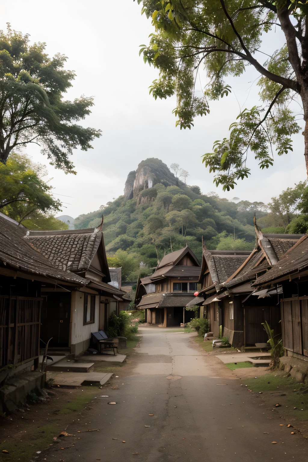 Hidden mysterious thai village in the woods with mysterious vibe