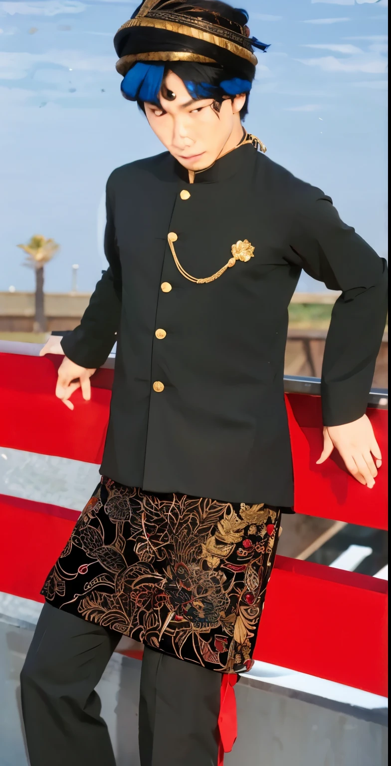 Japanese men wear Javanese Indonesian customs with authentic faces