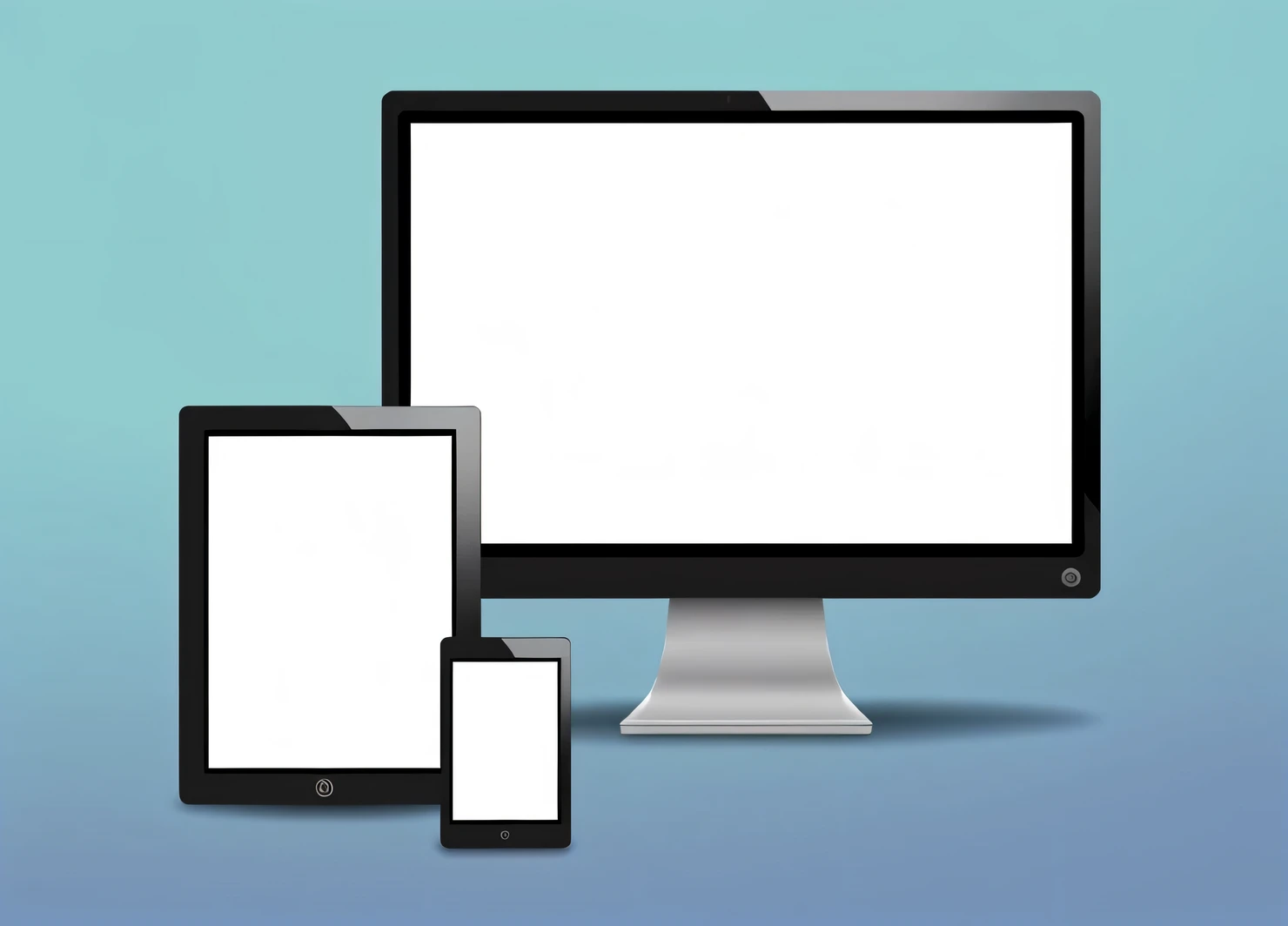 there are two monitors and a tablet on the table, many screens, computer screens, digital screens, wide-screen, everything fits on the screen, large screens, technological screens, responsive, computers and digital monitors, wide screen, stacked computer screens, full device, screens, lcd screen, pc screen image, monitors, monitor, flat design, large viewscreens