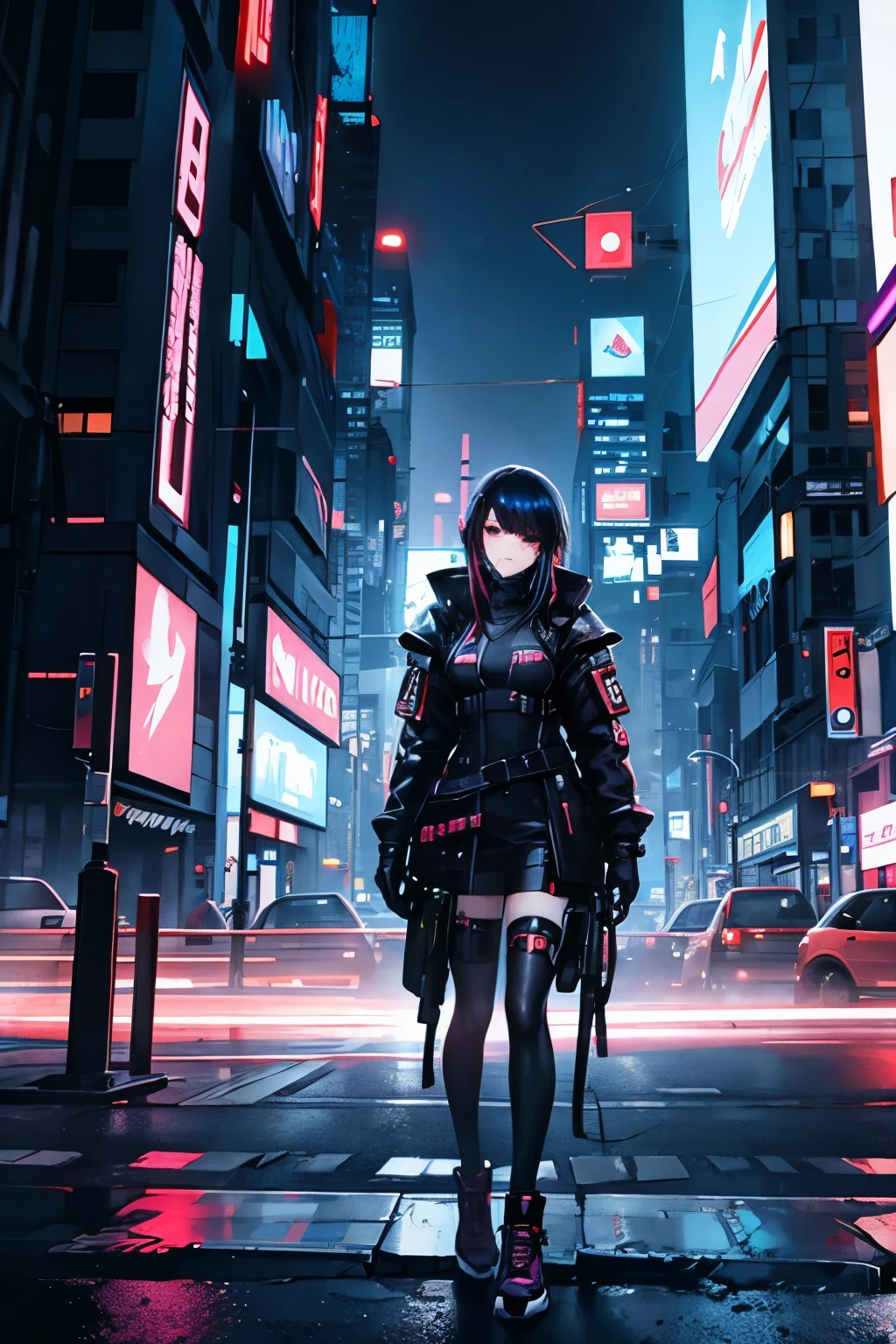 Cyberpunk girl and landscape