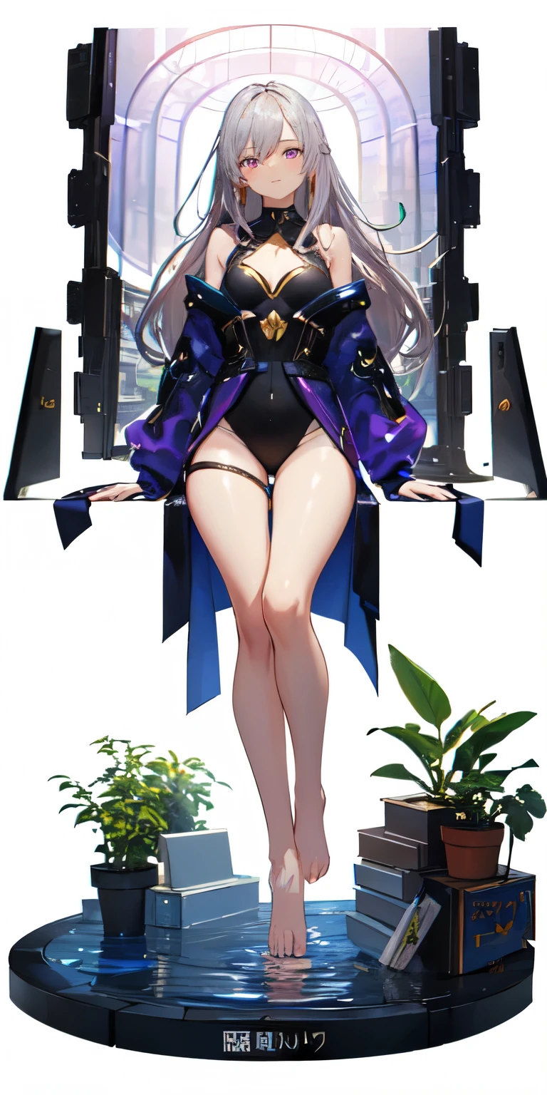 [(transparent background:1.5)::5],(((masterpiece))),(((highest quality))),(((very detailed))),figure, 1 girl,alone,Mysterious,Bright colors,shiny, in water透明密閉半球ガラスdome, (gray hair),(purple eyes), full body,barefoot,quiet nature with long hair, Require,in water, dome,close,dynamic action,lens perspective,(((box configuration))),sit cross-legged and lean against the bookshelf, volume lighting, multicolored eyes, fine eyes, very detailed,light smile, very detailed, beautiful, small details, super detailed, highest quality, Complex, 4k, 8K, Trending with ArtStation, excellent anatomy, beautiful lighting, award-winning,