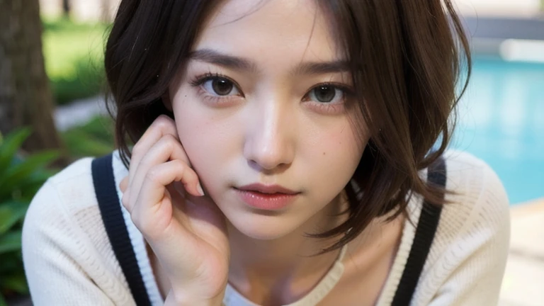 (bob cut hair:1.2),(Wear a knitted sweater:1.2),1 girl,Japanese,21 years old,(small breasts:1.3),(highest quality,masterpiece:1.3,超A high resolution,),(super detailed,caustics),(Photoreal:1.4,RAW shooting,)ultra-realistic capture,very detailed,High resolution 16K human skin close-up。 natural skin texture、,The pores are、、Must be detailed enough to be easily identified。 Skin should look even-toned and healthy。 Use natural light and color, sad expression, look at the camera, perfect dynamic composition, outdoor