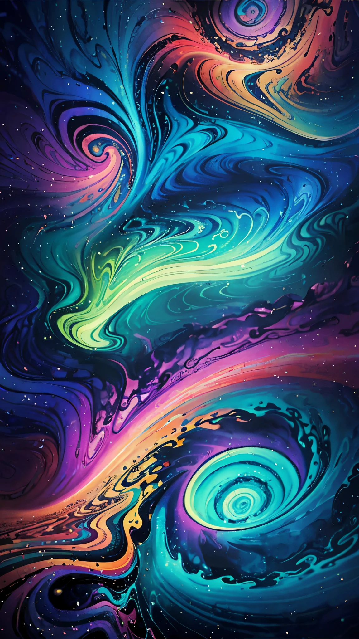 a close up of a colorful swirly background with a black background, mystical swirls, electric swirls, colorful swirly magical clouds, paint swirls, colorful swirly ripples of magic, colorful swirly magical ripples, swirly vibrant colors, phone wallpaper hd, beautiful iphone wallpaper, amazing wallpaper