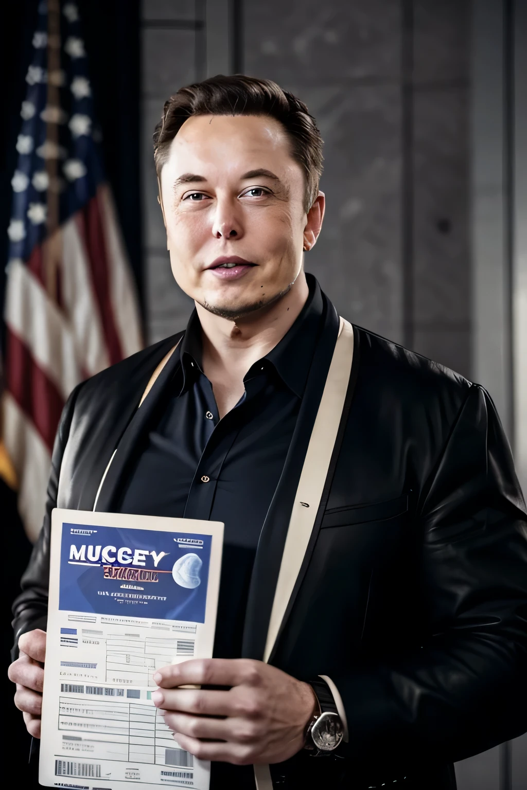Musk holds a huge lottery ticket on the moon,There is a particularly big 1 on the lottery ticket/20 characters