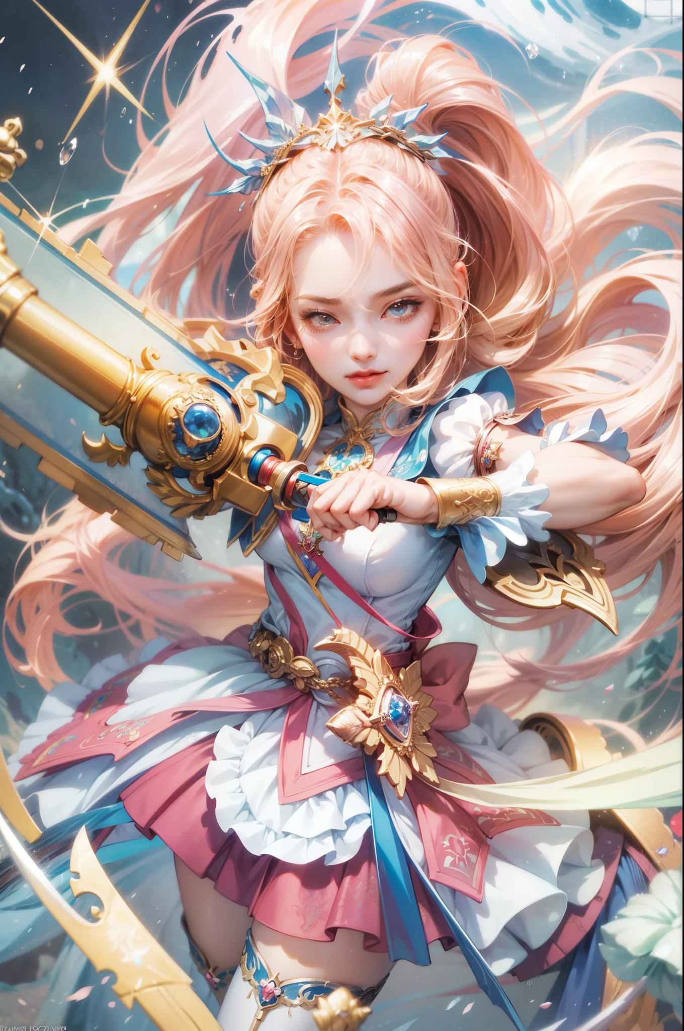 a woman with a sword and a dress on holding a sword, detailed key anime art, splash art anime , anime fantasy artwork, cushart krenz key art feminine, portrait knights of zodiac girl, anime fantasy illustration, detailed anime artwork, extremely detailed artgerm, detailed anime art, detailed digital anime art, beautiful celestial mage, portrait of magical girl
