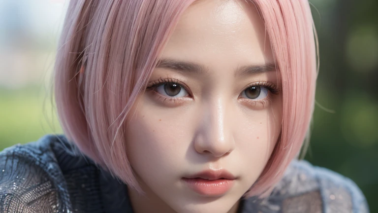 (bob cut hair, pink hair:1.2),(Wearing a blouse:1.2),1 girl,Japanese,21 years old,(small breasts:1.3),(highest quality,masterpiece:1.3,超A high resolution,),(super detailed,caustics),(Photoreal:1.4,RAW shooting,)ultra-realistic capture,very detailed,High resolution 16K human skin close-up。 natural skin texture、,The pores are、、Must be detailed enough to be easily identified。 Skin should look even-toned and healthy。 Use natural light and color, sad expression, look at the camera, perfect dynamic composition, outdoor
