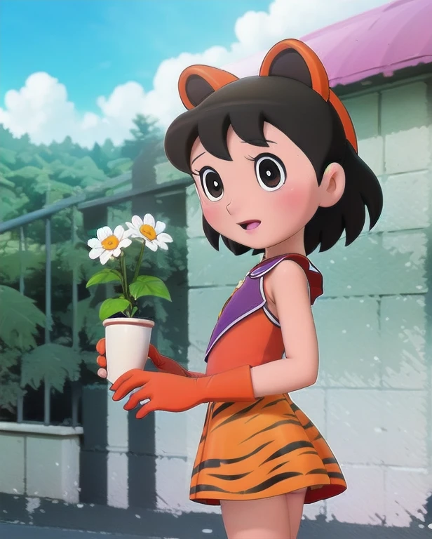 (masterpiece:1.1), (highest quality:1.1), (HDR:1.0), extreme quality, cg, (negative space), detailed face+eyes, 1girl, (plants:1.18), (fractal art), (bright colors), shizuka,splashes of color background, colors mashing, paint splatter, complimentary colors, neon, (thunder tiger), compassionate, electric, limited palette,hot, synthwave, fine art, tan skin, upper body, (green and orange:1.2), time stop, sy3, SMM,(full body )