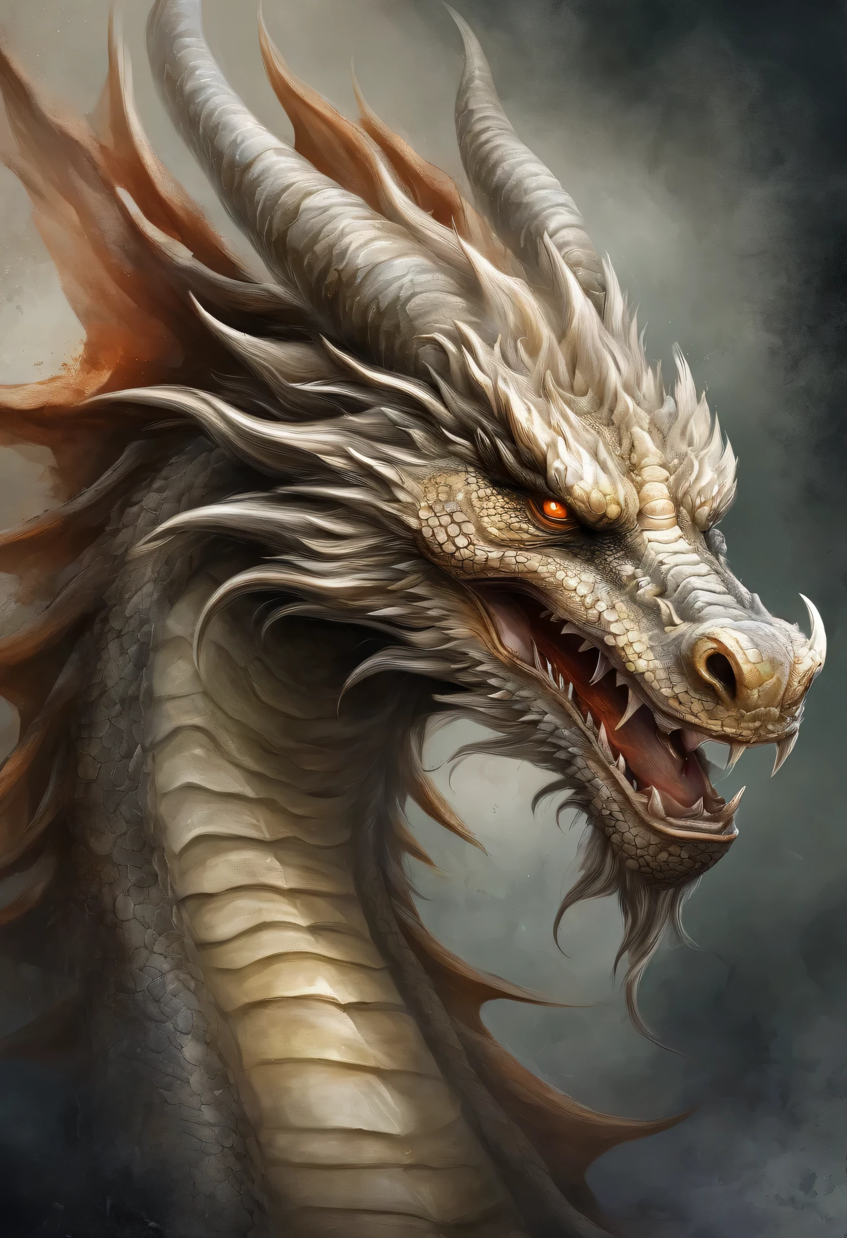 Dragon King，Chinese dragon，（pure white：1.3），black eyes，Delicate and interesting face，fangs，in the sea，Sunlight ，low contrast，（Medium and near focal length：1.3），best quality，extra fine，Infinite details，Realistic photos，best quality，masterpiece，High quality wallpaper，8K,top down,Very detailed, textured skin（Not in human form：1.4）