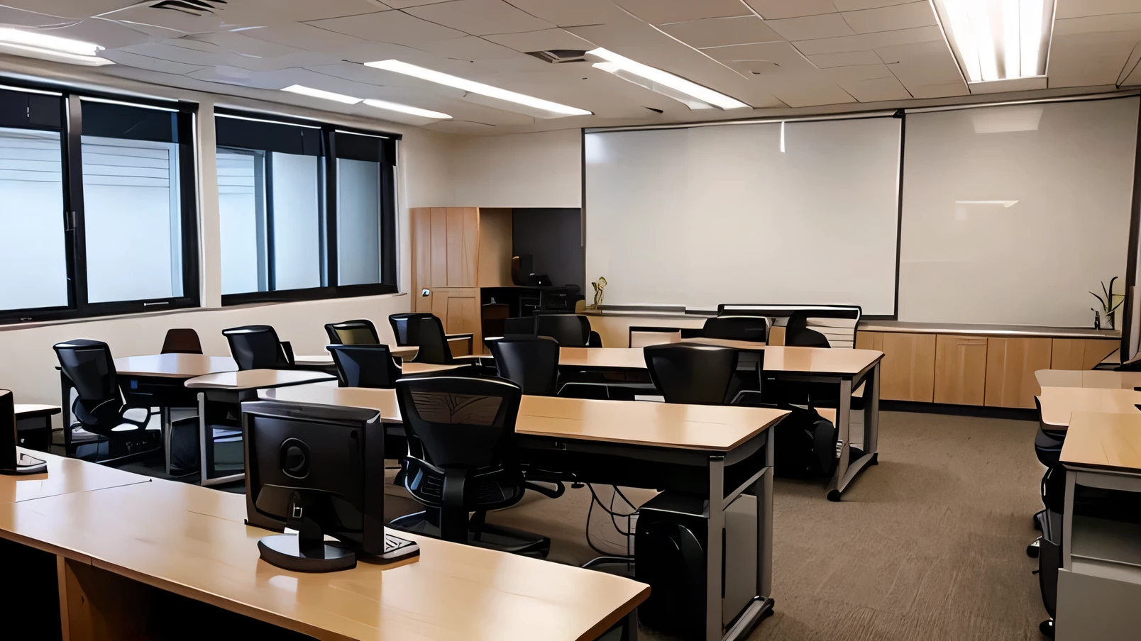 Many beautiful computer classrooms.