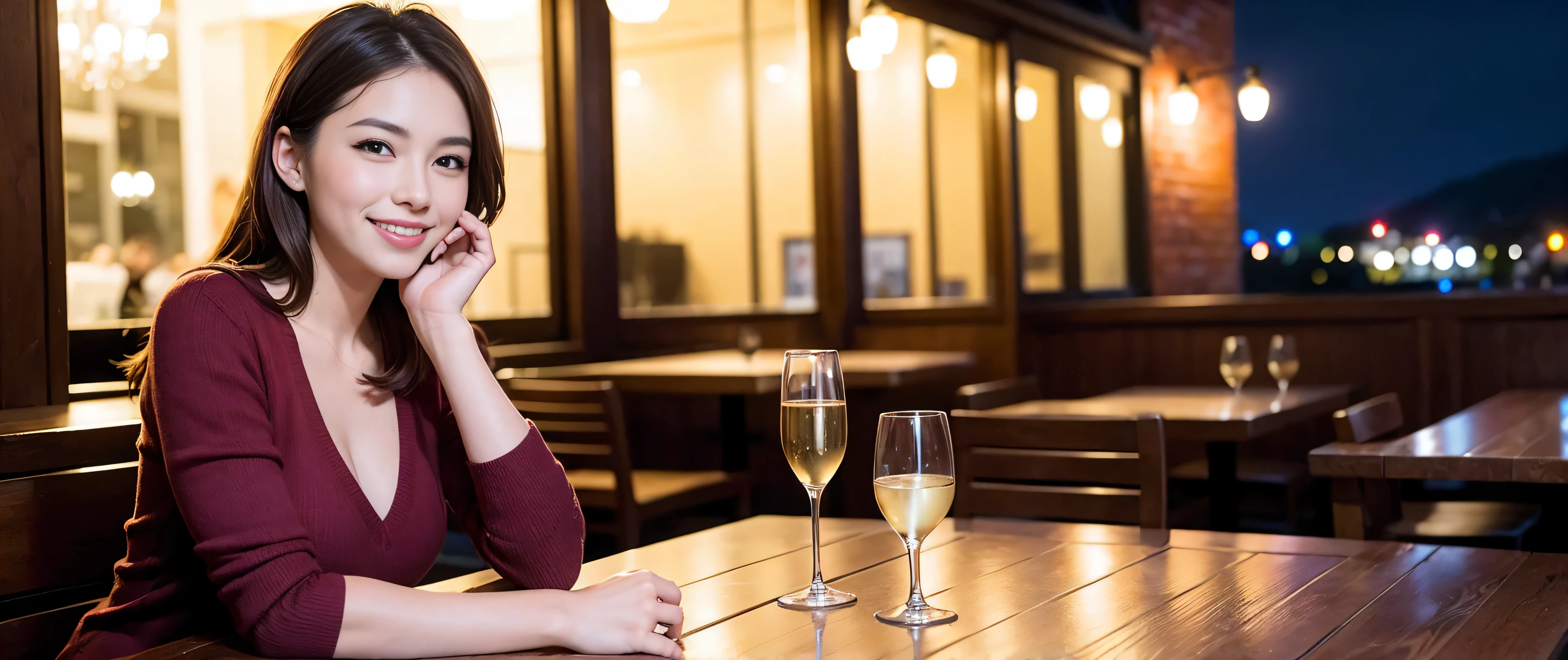 nsfw, 8k, best quality, highres, realistic, real person, A woman in a high-end restaurant, standing up and screaming in anger after being splashed with water. The woman is very expressive, showing intense anger and shock. The restaurant setting is elegant, with luxurious decor and tables set with fine dining ware. Other patrons and staff in the restaurant are looking on in surprise and concern. Big breasts, cleavage, beautiful legs, long legs, gorgeous magic wand