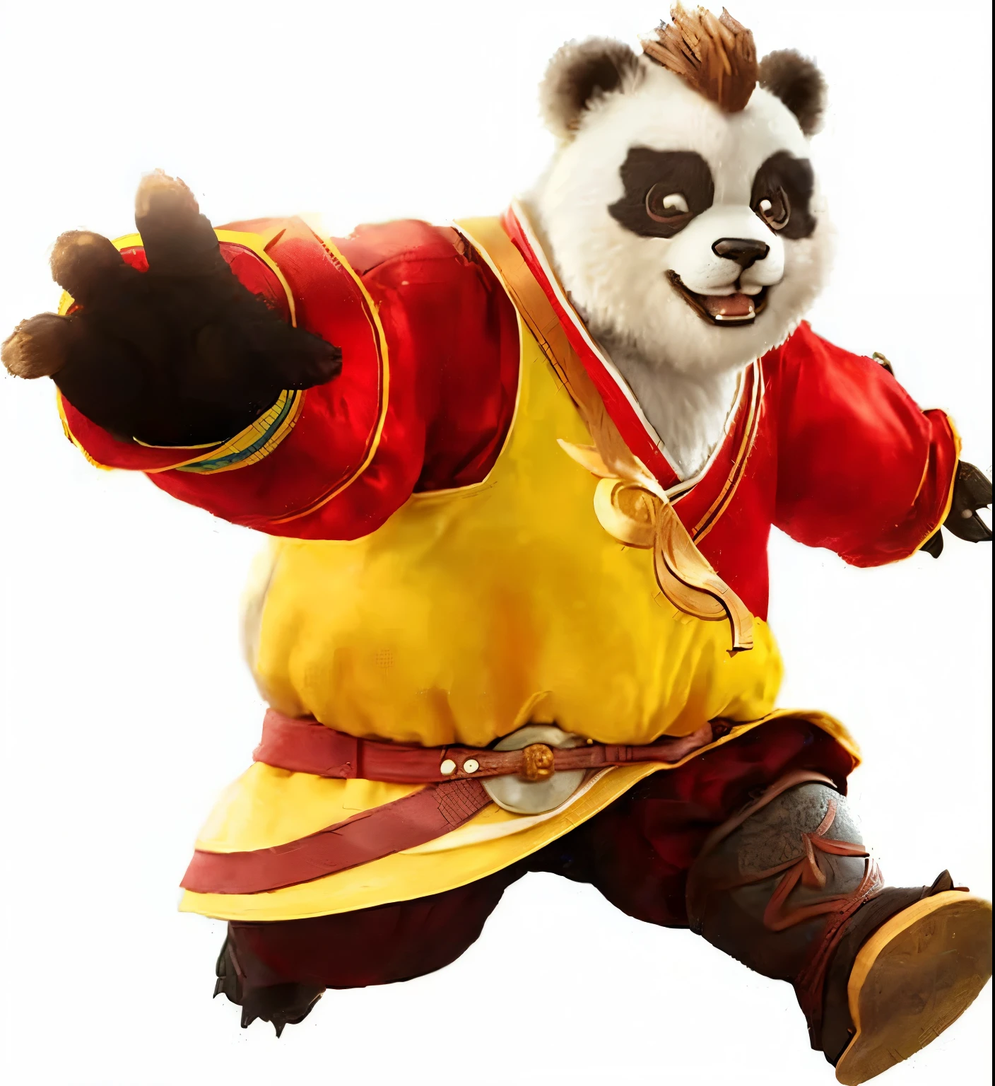 a close up of a panda bear dressed in a costume, fighting game character, bian lian, kung fu panda, dreamworks, inspired by Li Kan, inspired by Hu Zaobin, pick wu, inspired by Wu Li, inspired by Pu Hua, inspired by Huang Shen, kung fu, kung-fu, sha xi, paul lung, in a fighting pose