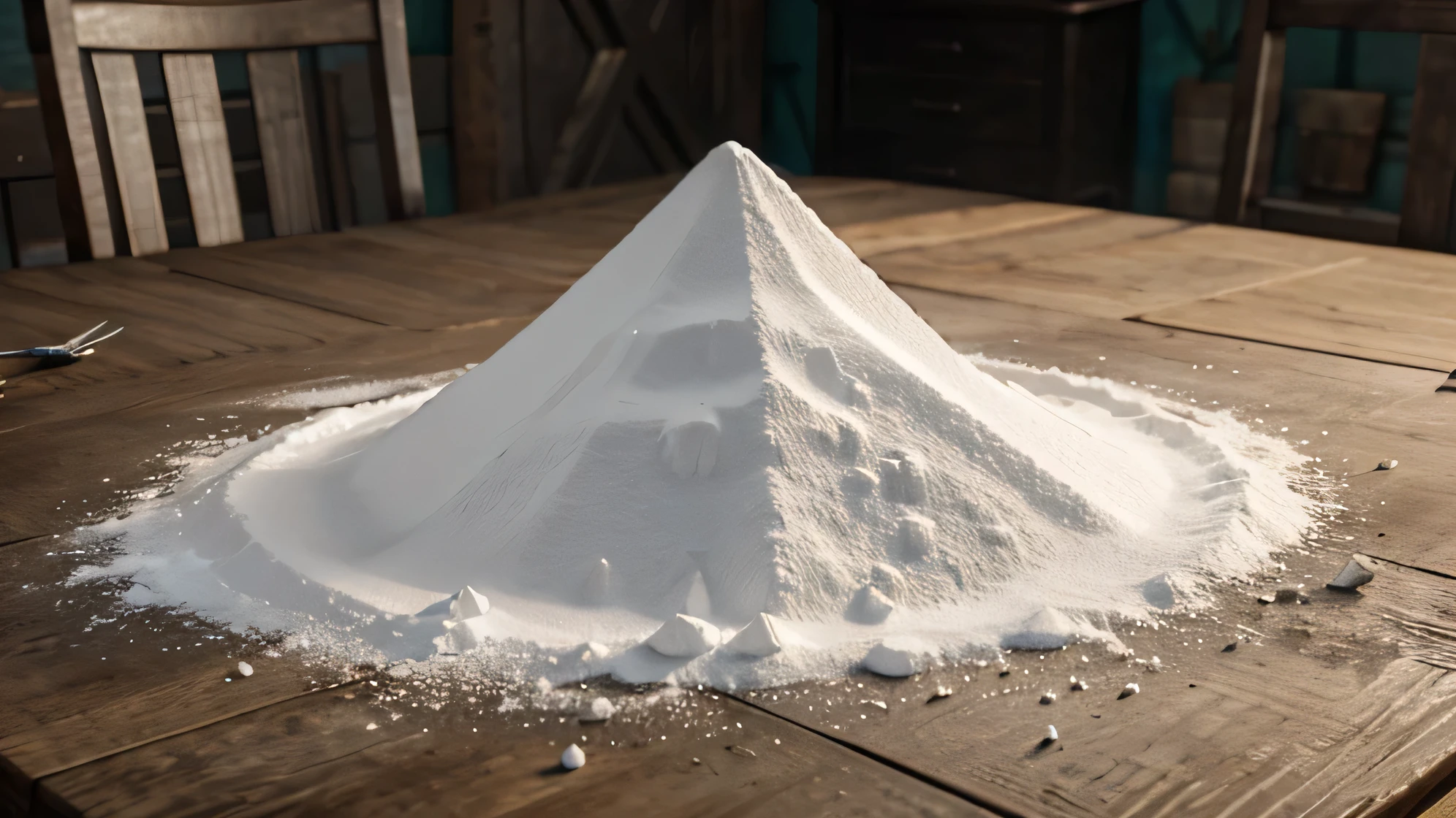 Big pile of white powder substance in table, fisstech, witcher